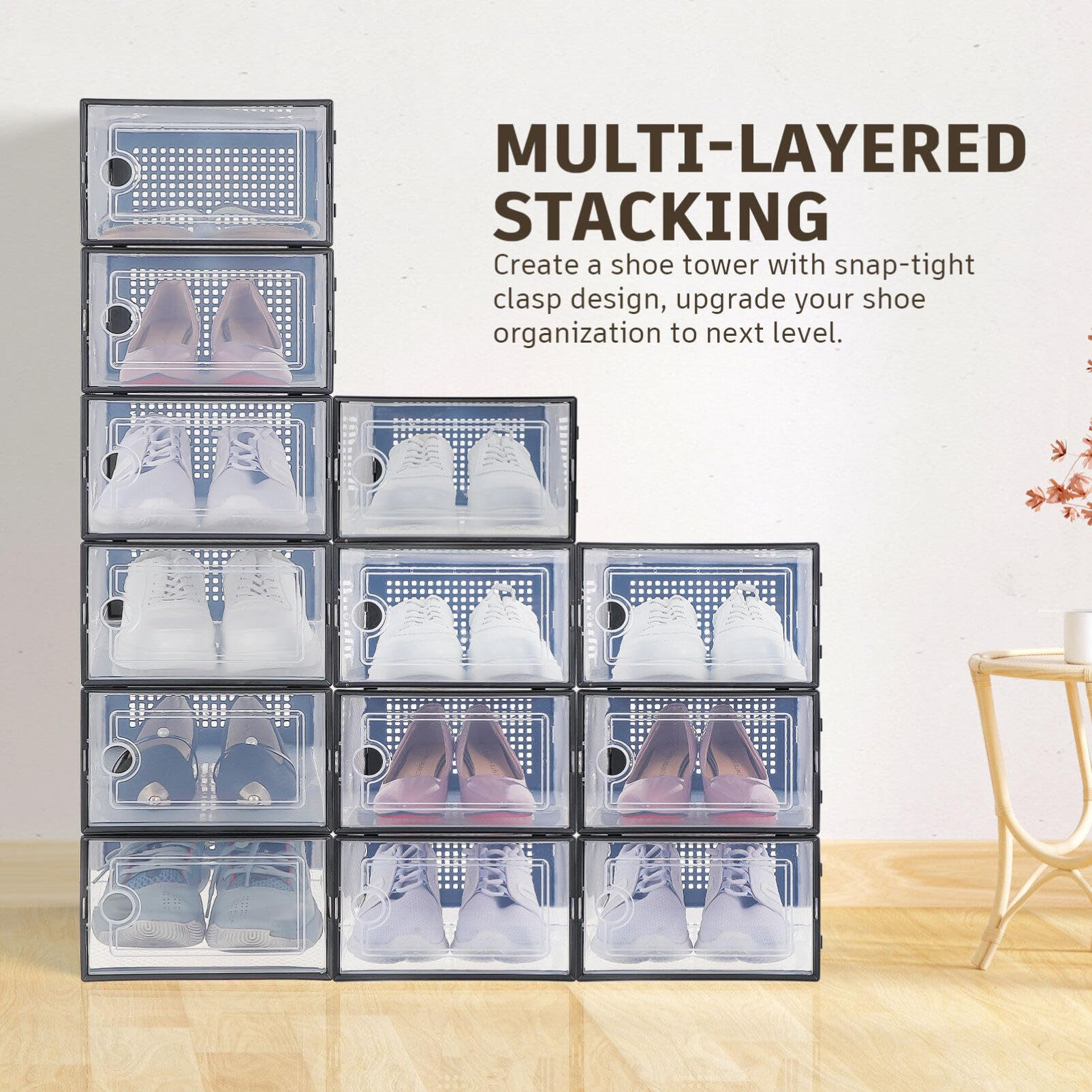 Homoyoyo 6 Piezas Cajas Transparentes Para Zapatos Zapatero Apilable Organizador De Casilleros Contenedor De Almacenamiento Plegable Mueble Zapatos Caja De Almacenaje El Plastico Baloncesto