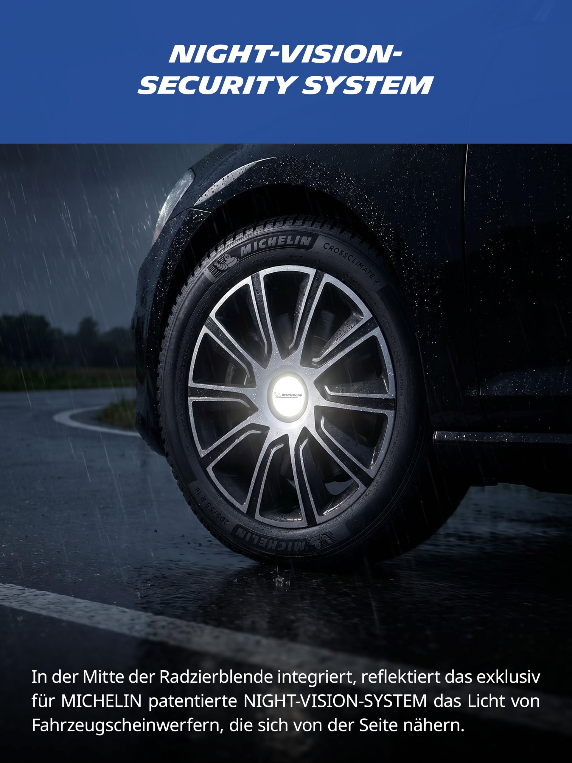 MICHELIN MX-LBS uniwersalne kołpaki ozdobne, 4 sztuki, do samochodu, tworzywo sztuczne ABS, kolor czarny/srebrny