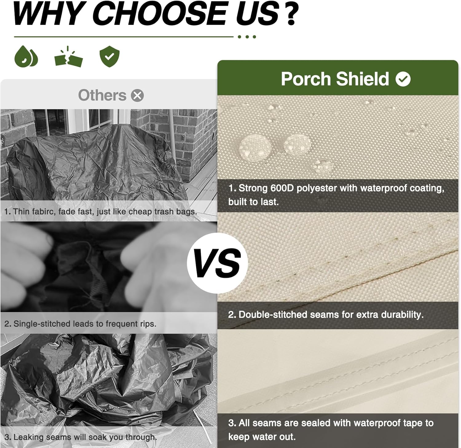 Porch Shield Patio Hanging Egg Chair Cover -600D Waterproof Outdoor Single Seat Wicker Swing Egg Chair with Stand Protector, Beige 2 81HKDjHNIEL. AC SL1500