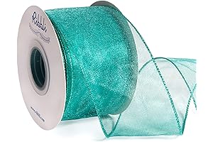 2-1/2 Inch Teal Wired Christmas Ribbon