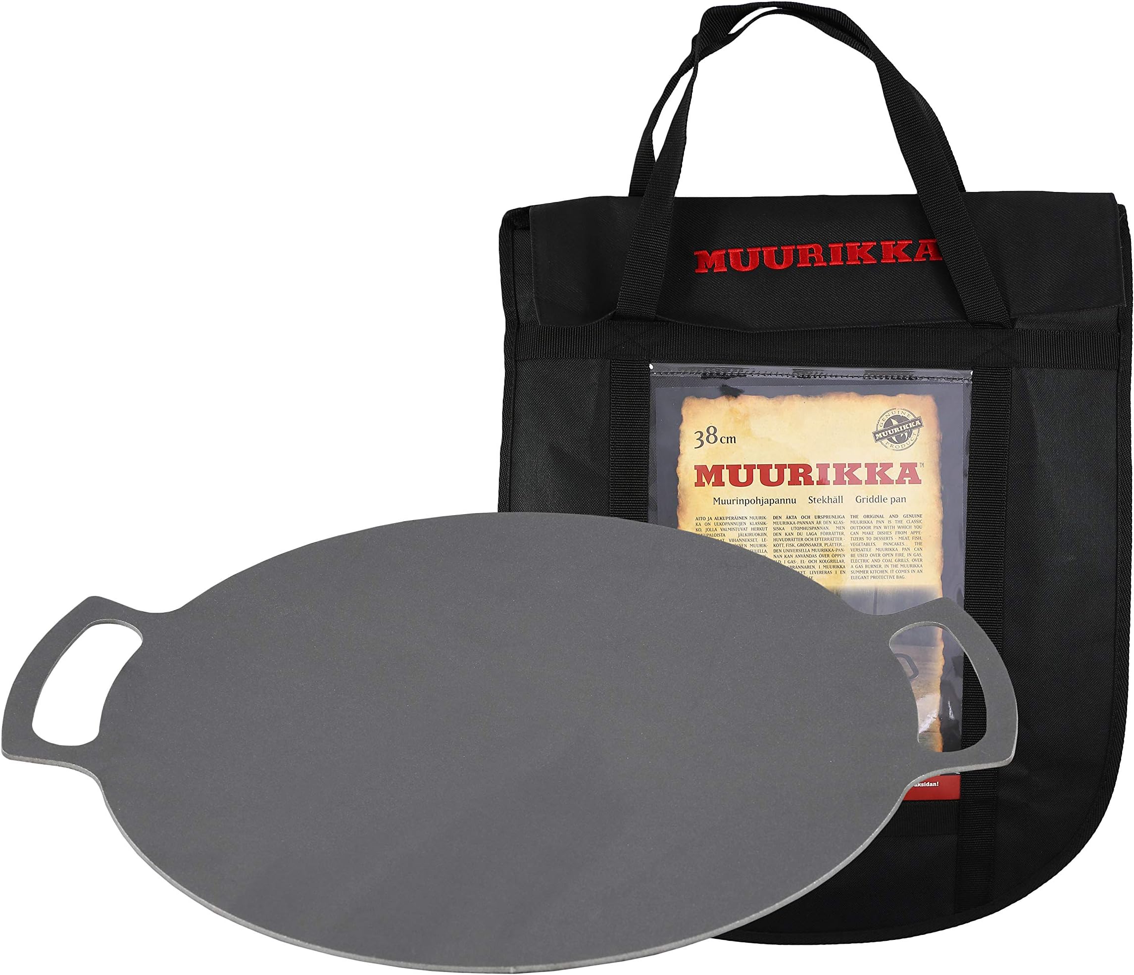 MUURIKKA Griddle Pan 48cm Grill for BBQ, Camping, Gas, Open Fire with Cover Bag