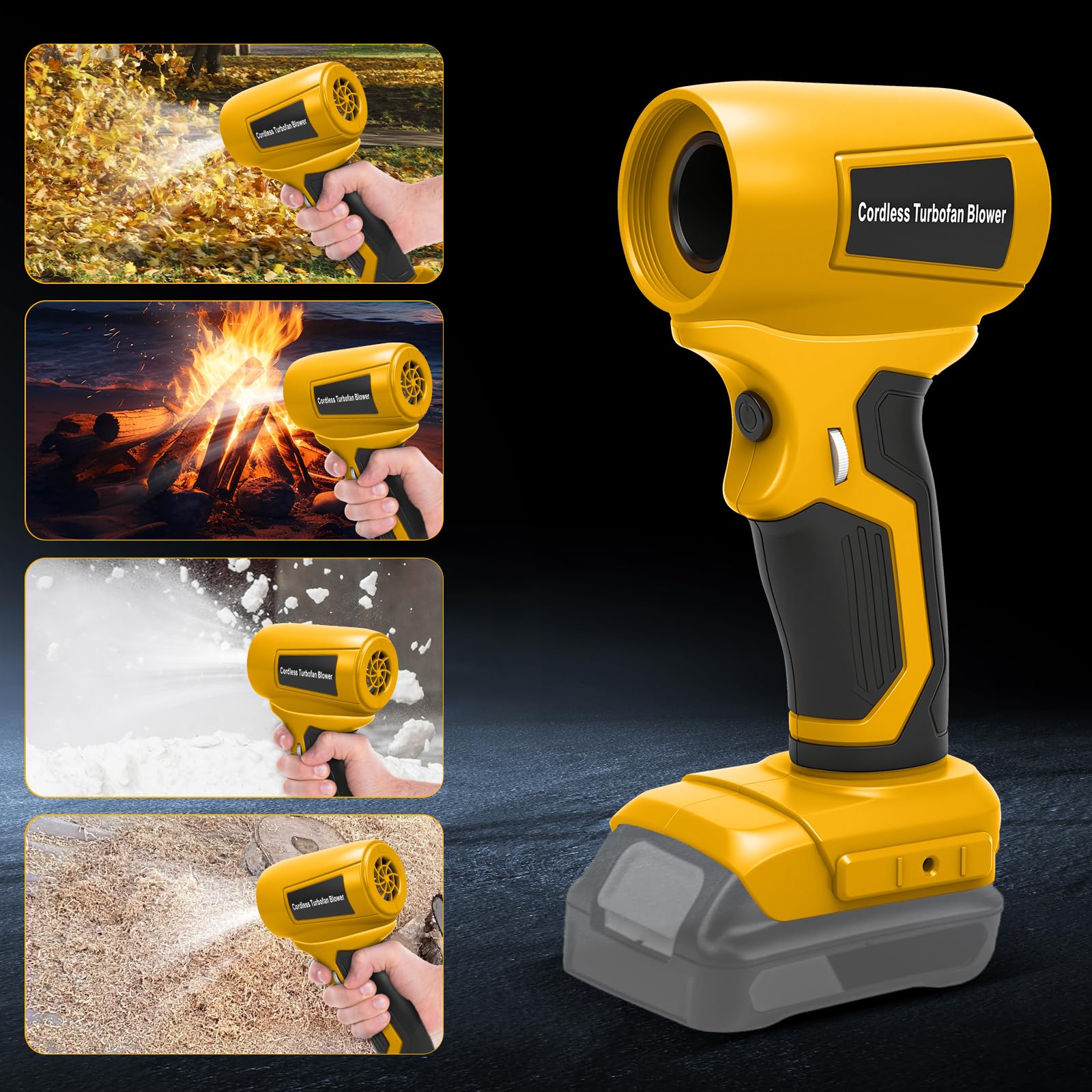 Mini soplador de hojas con batería compatible con Dewalt 20V 18V, 30 m/s, 130000 rpm, motor sin escobillas, 5 boquillas incluidas, ligero y portátil para terraza, césped, limpieza de automóviles y
