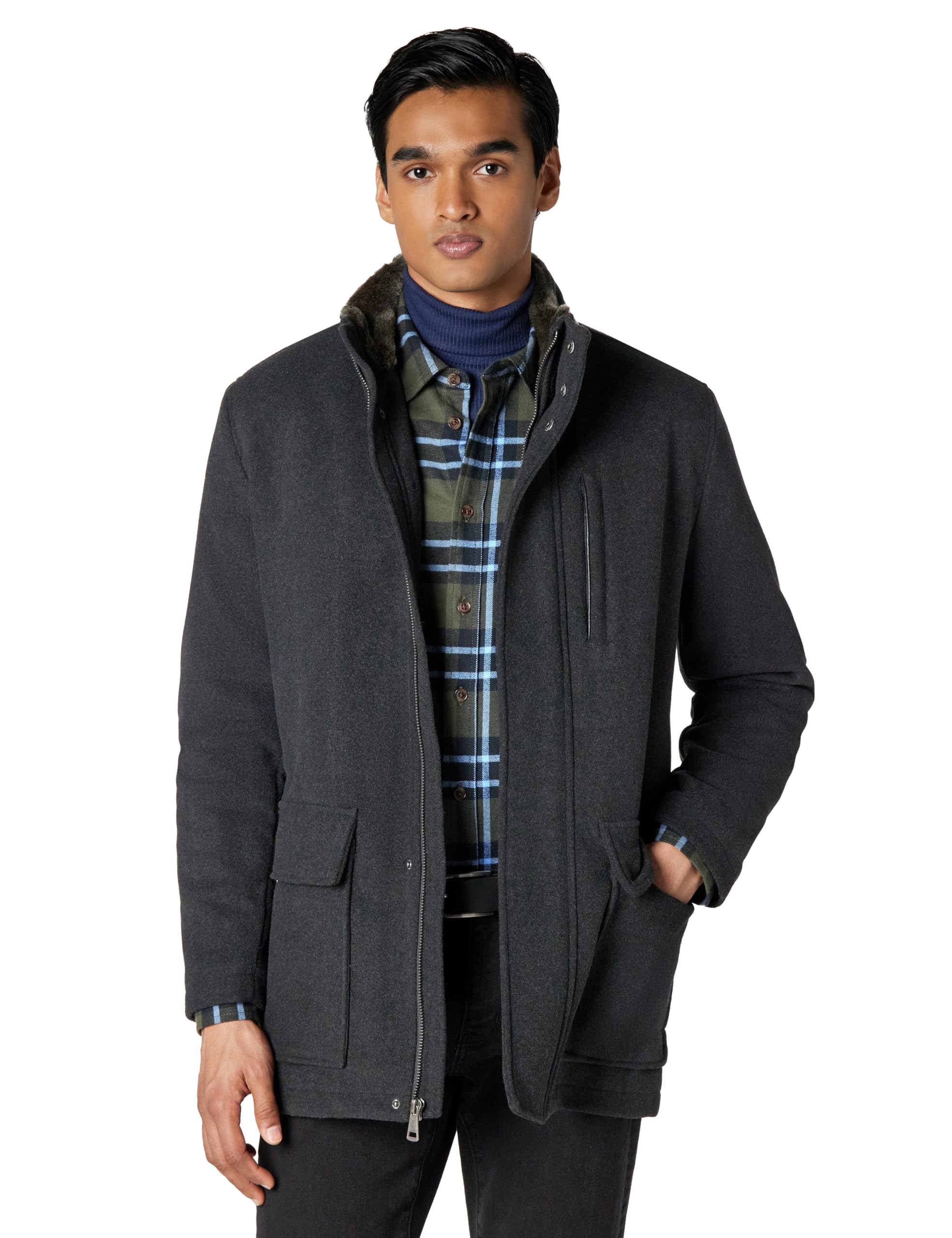 cole haan Men's Wool Plush Car Coat-picture-17