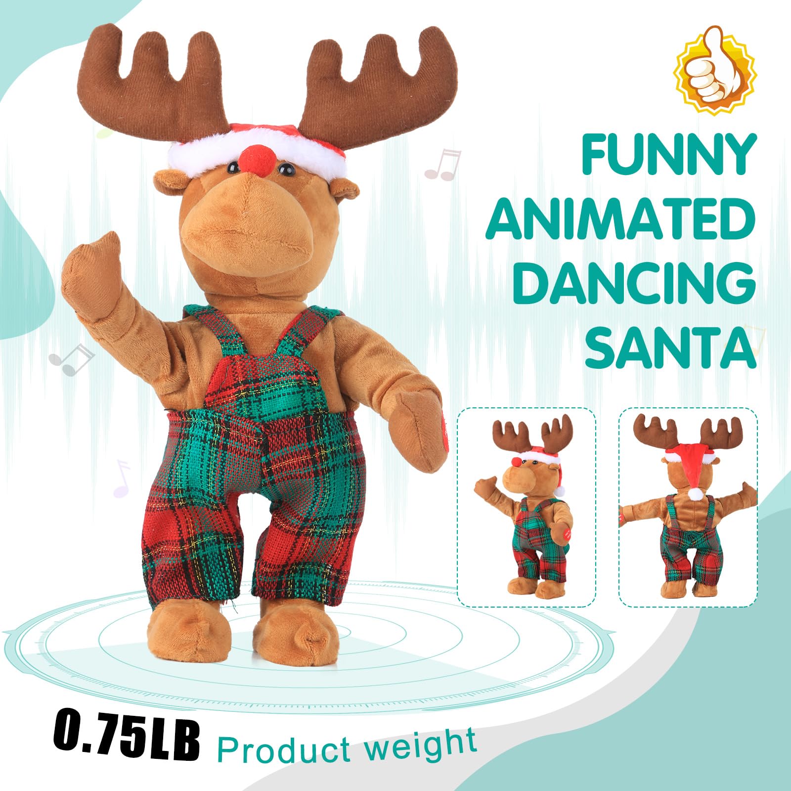 Peluche De Reno Navideño De 23 Cm – Súper Suave, Con Bufanda, Ideal Para Abrazar Y Decorar
