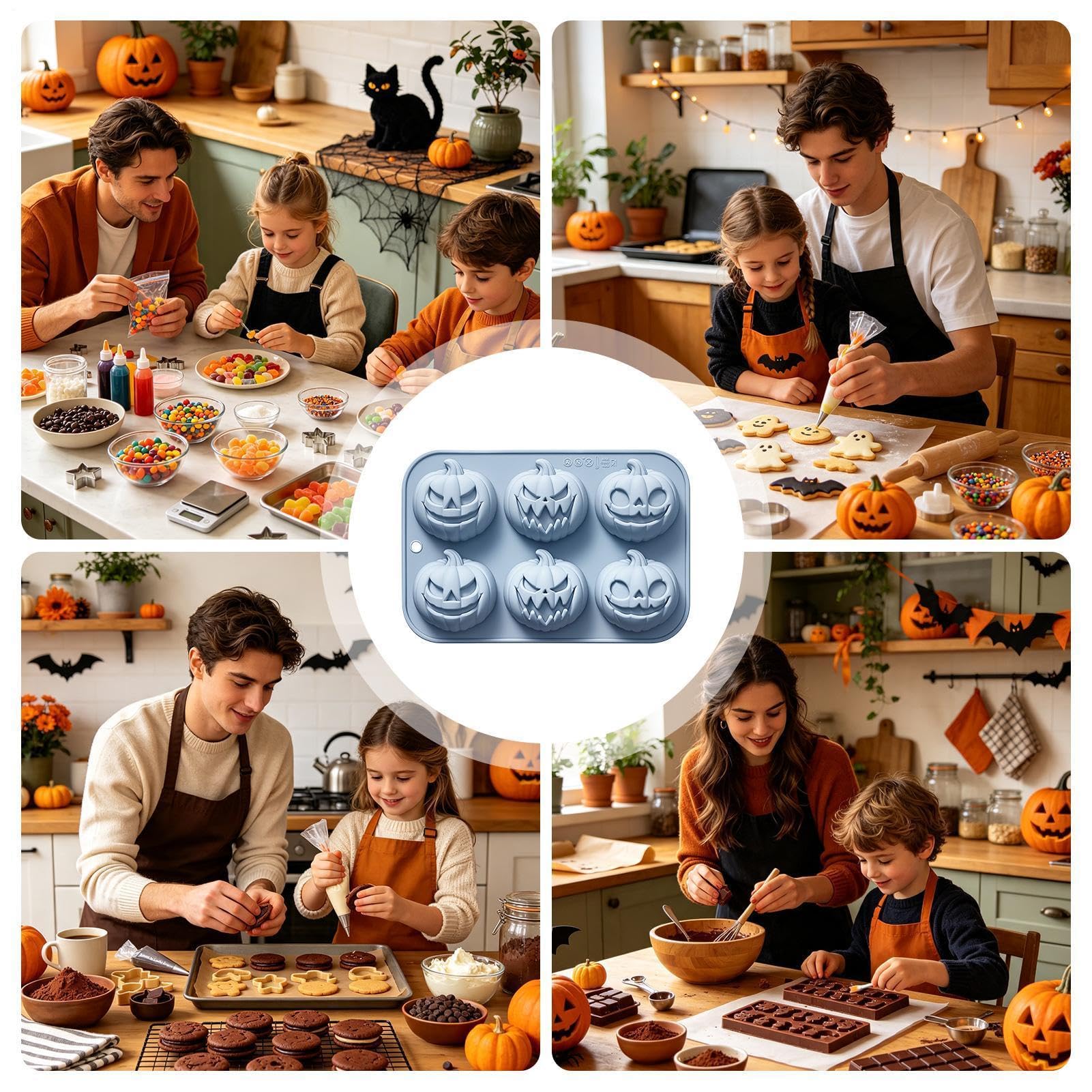 Stampo in Silicone a Forma di Halloween 6 Cavità Silicone Facile Sformatura