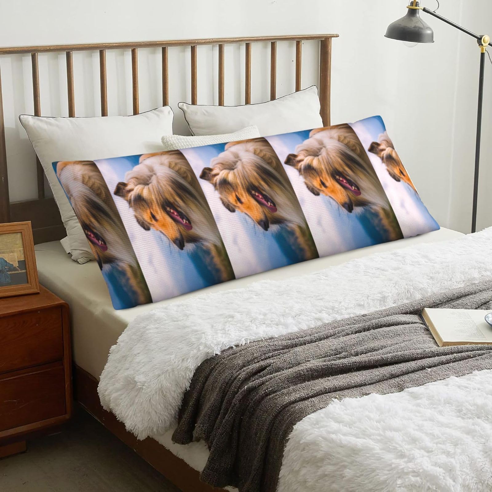 Beautiful Rough Collie, Body Pillow Cover with Zipper,Long Body Pillowcase 20 x 60 in
