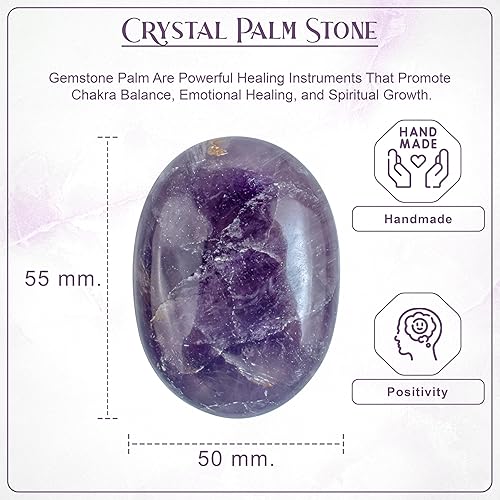 Miniatura 2 de Piedra de palma amatista de 2.165-2.362 in, piedra de preocupación para curación de chakras naturales, reiki, piedra pulida, bolsillo tallado a mano