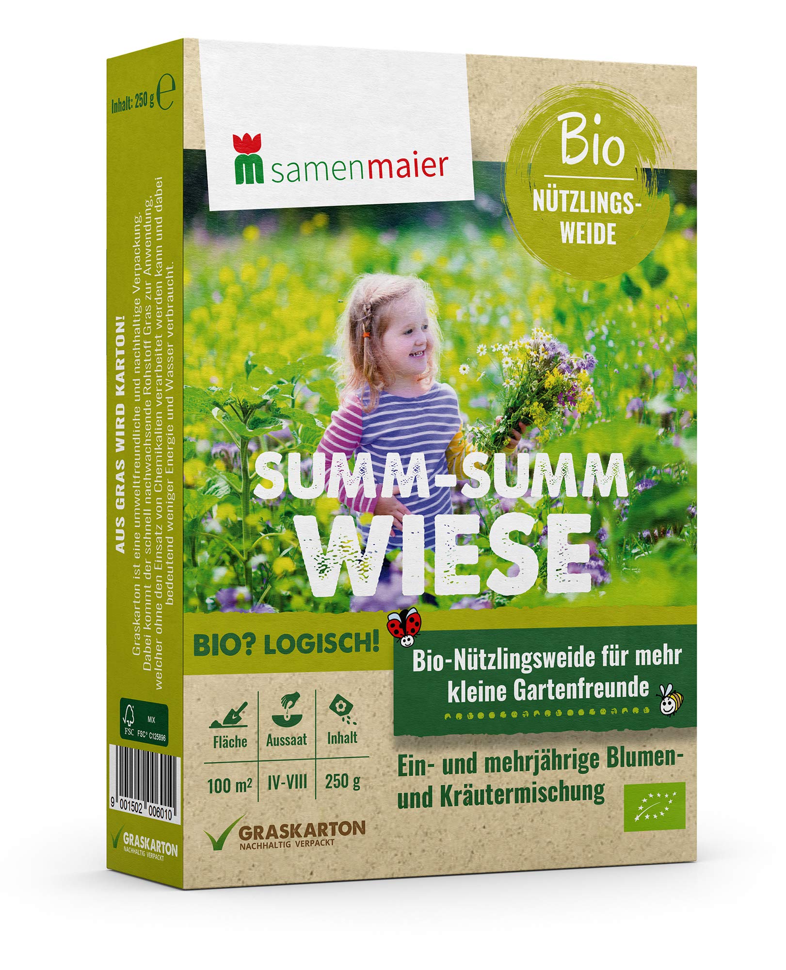 BIO Nützlingsweide für 100 m² - Vielfältige Wildblumenmischung zur Förderung von Nützlingen - Ideal für Biodiversität im Garten - Samen Maier