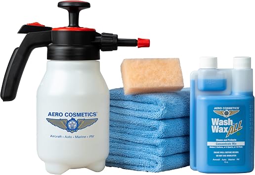 Wet or Waterless Car Wash Wax 16oz Concentrate Kit with Full Function Pressure Atomizer & Pump Sprayer Makes 2G of Wash Wax ALL Aircraft Quality for Car, RV, Boat, Motorcycle Use Anywhere, Anytime