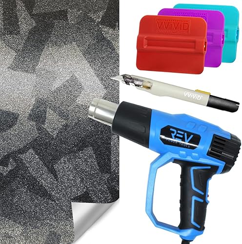 VViViD + Vinilo de metal fantasma de fibra de carbono compuesto forjado (6 pies x 5 pies) + escobilla magnética paquete de 3 unidades (duro, medio