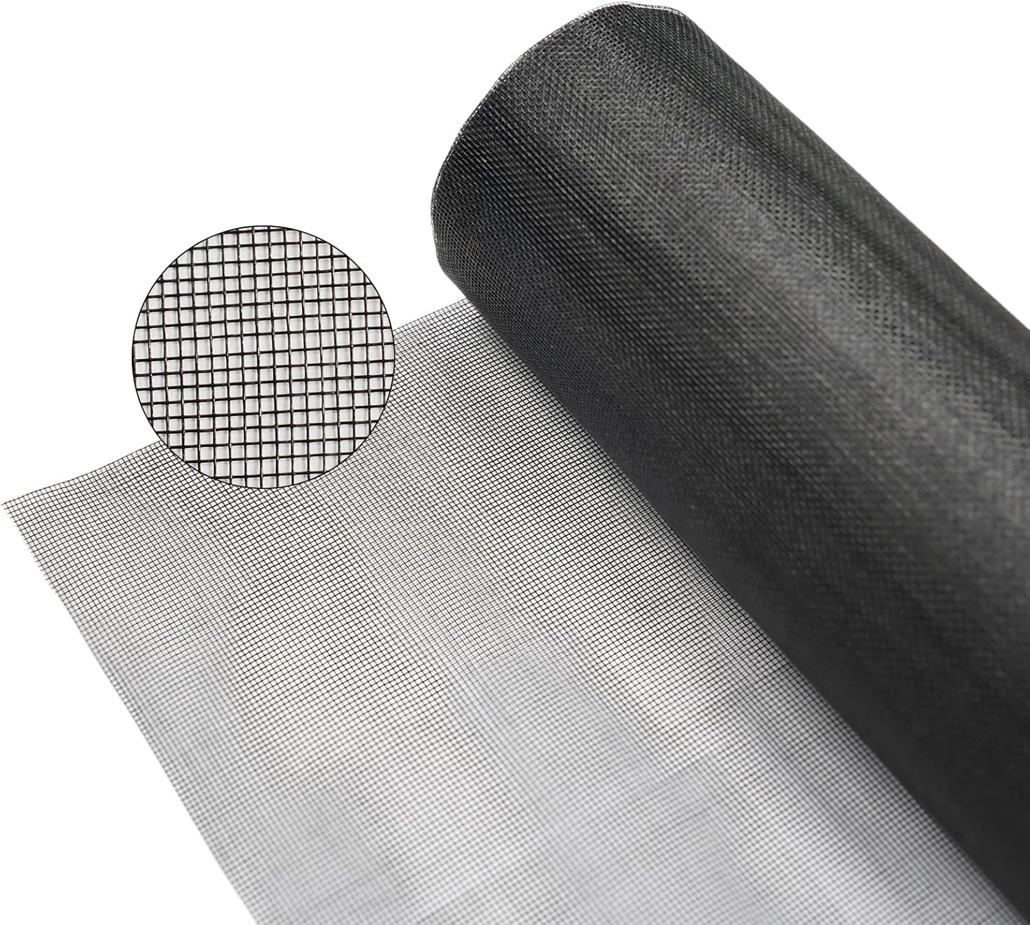 Fiberglass Window Screen Roll, 72“× 100' Protection Screen Roll, Transparent and Sturdy, UV-Resistant for Installation and Repair of Door and Window Screens 72in*100ft Black