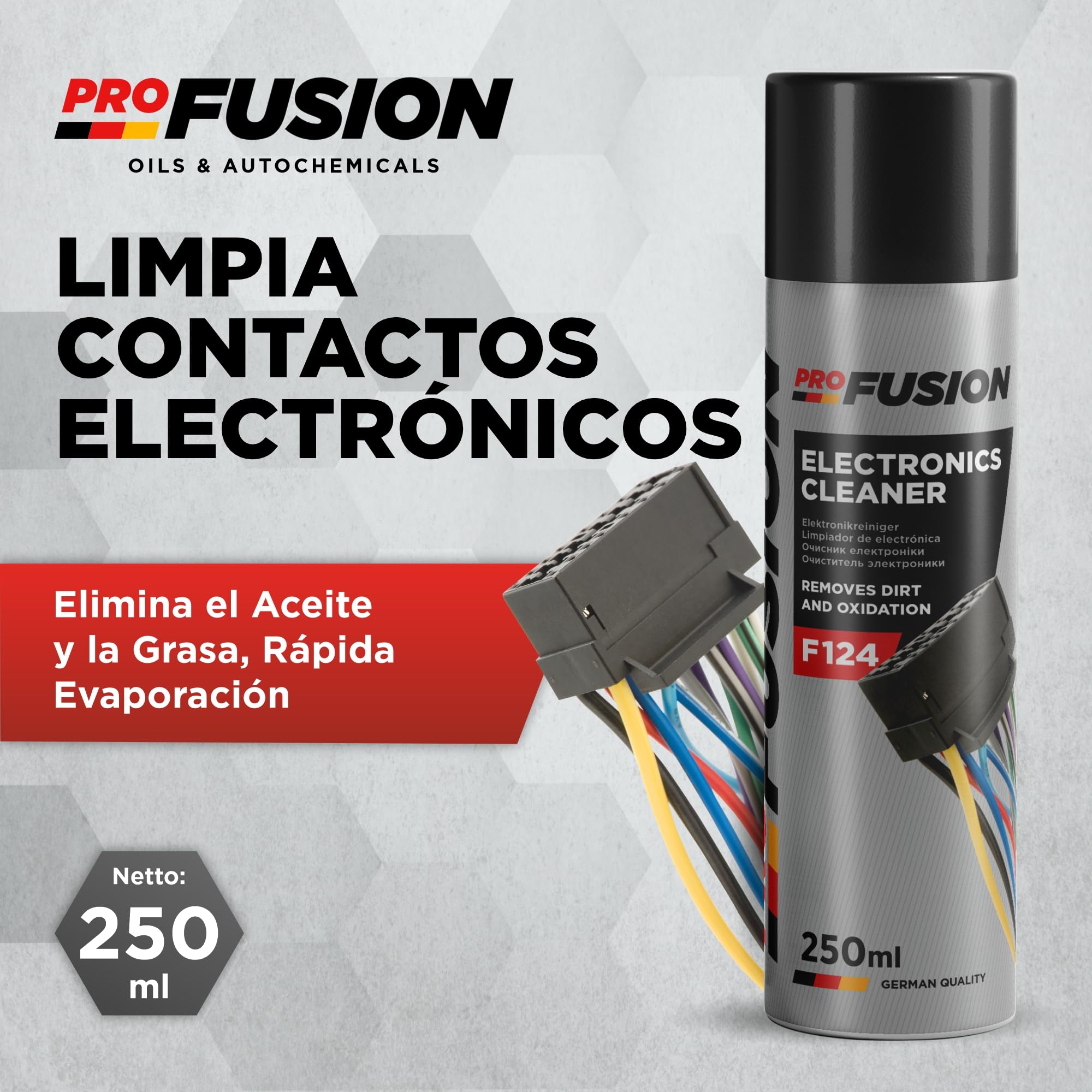 ProFusion Limpia Contactos Electrónicos Pack de 12 - Elimina el Aceite y la Grasa - Rápida Evaporación - Protege contra Las Chispas y el Desgaste - Limpiador para Componentes Electrónicos - 250 ml
