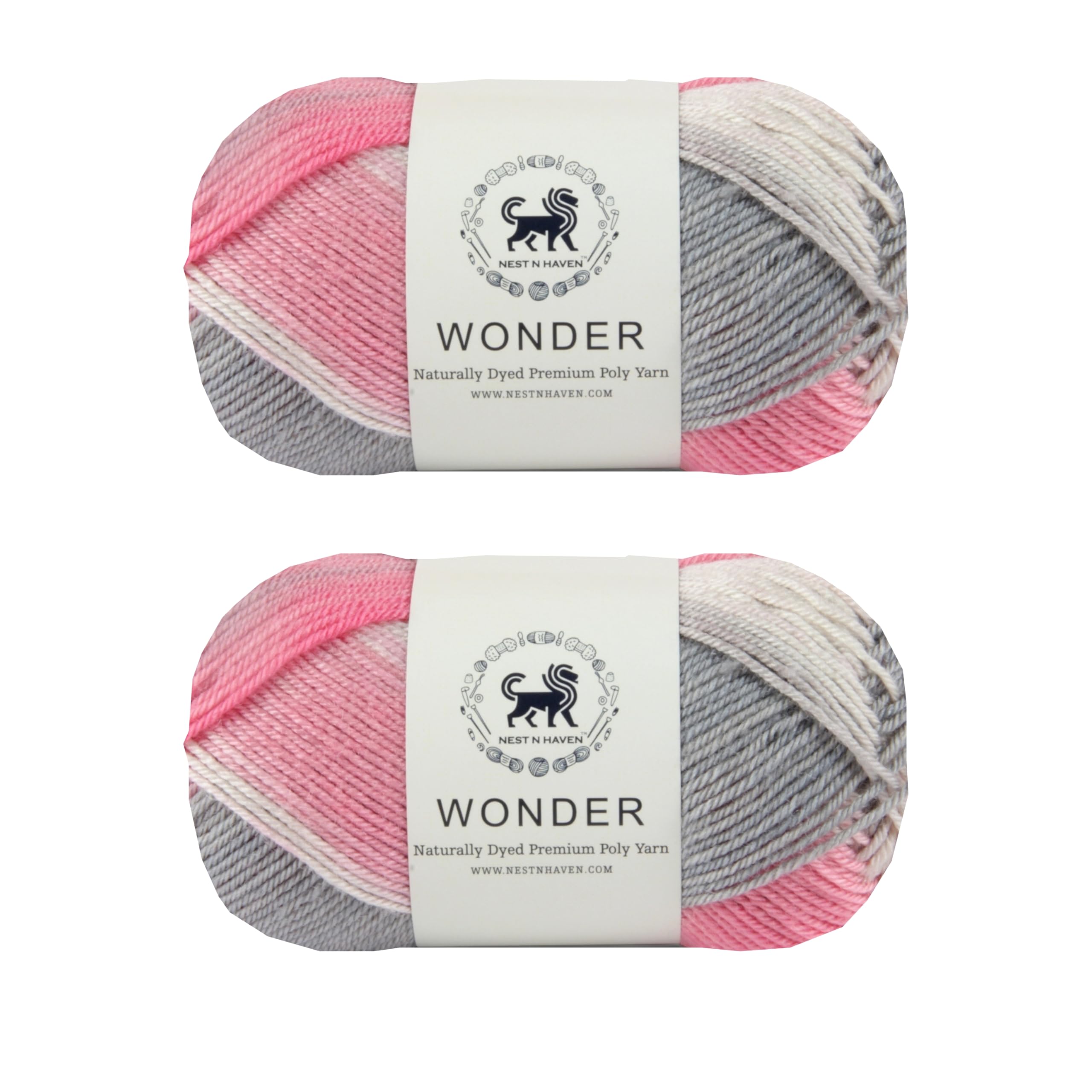 NESTNHAVEN, Wonder , Poly Yarn Supersoft Hand Knitting Wool Ball, Set of 2 balls , 200grams (1 Ball/100 Gram Each) Ball Suitable for Craft, Crochet, Amigurumi, Embroidery, Toys, Garments, Flowers and Hobby Projects , 2 Fine , Shade no - NNHW (Multicolor 5)