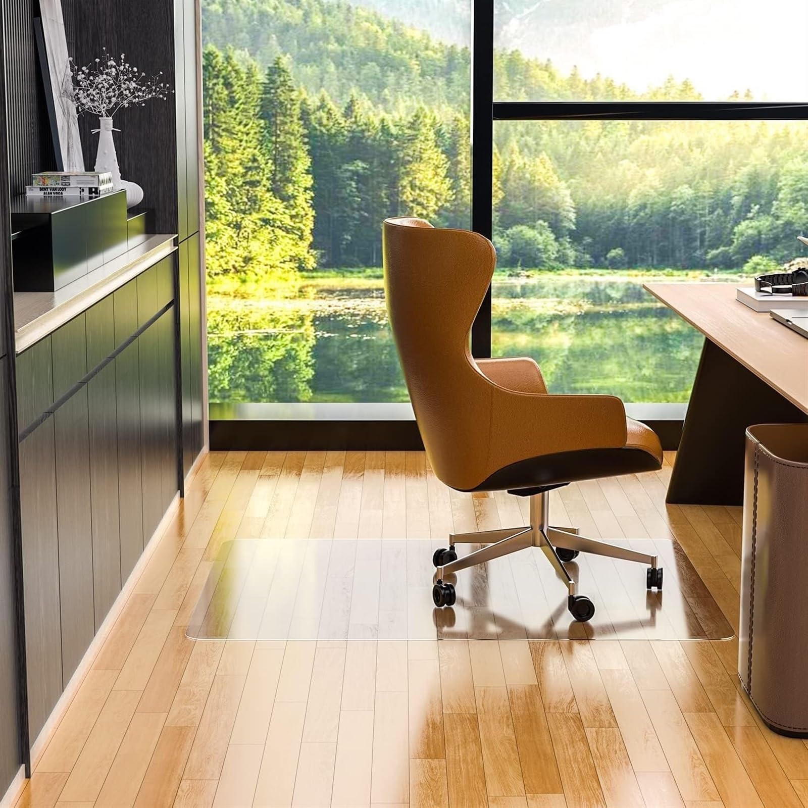Tapete protector de suelo transparente para suelos de madera dura/moqueta XL de vinilo de plástico para entrada, tapete de pelo bajo, 140 x 90 cm