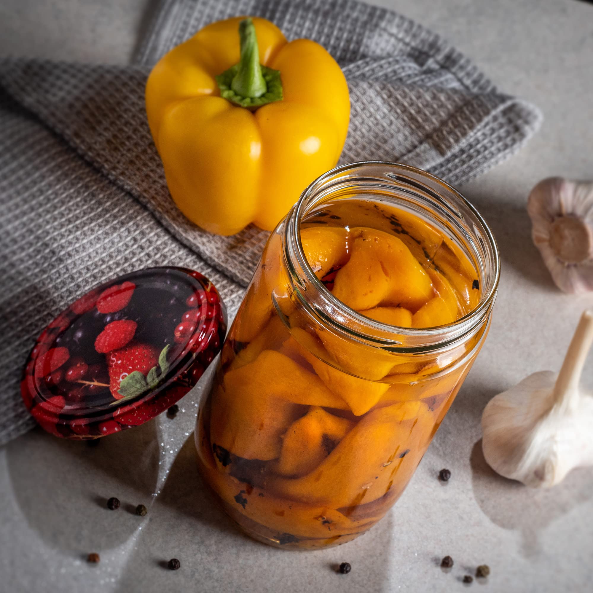 KADAX Set di 48 Grandi barattoli in Vetro 720ml Ø82 prugne – Tappo a Vite ermetico, per Conserve, sottaceti, Verdure lacto-fermentate e marmellate Fatte in casa