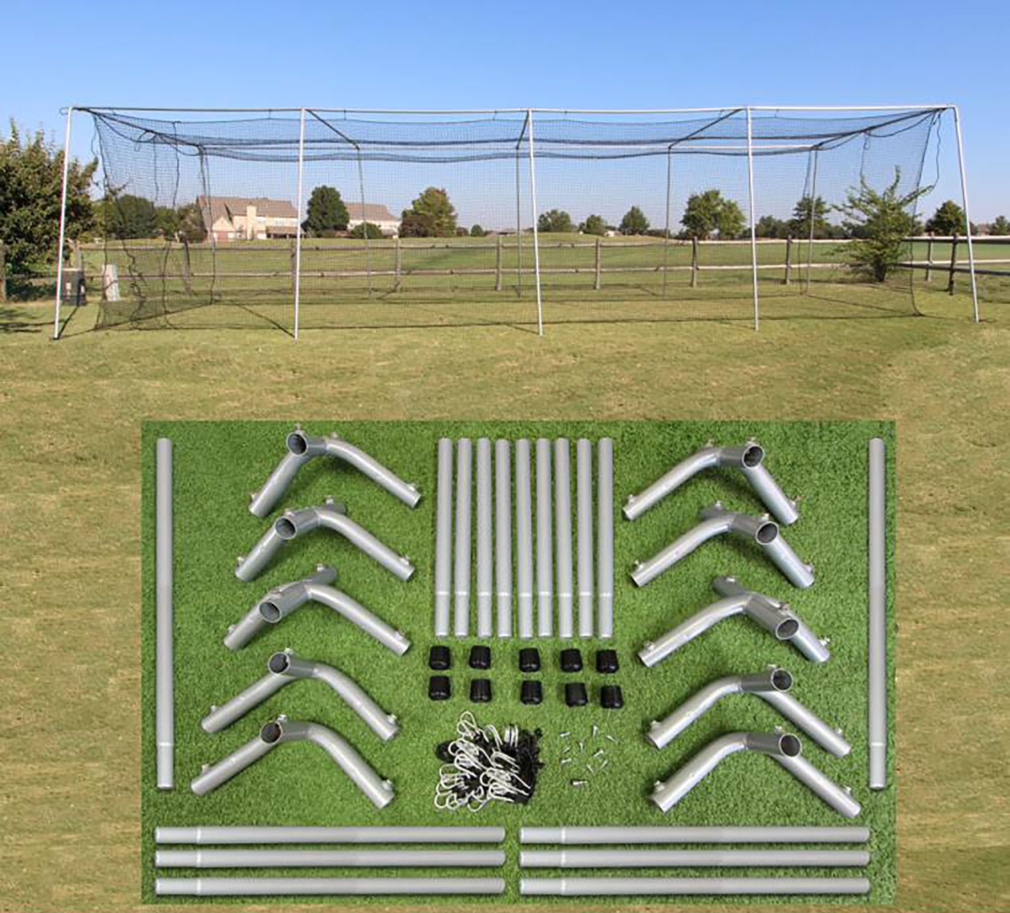 Cimarron Sports Outdoor Practice 55x14x12#24 Batting Cage & Frame Corners