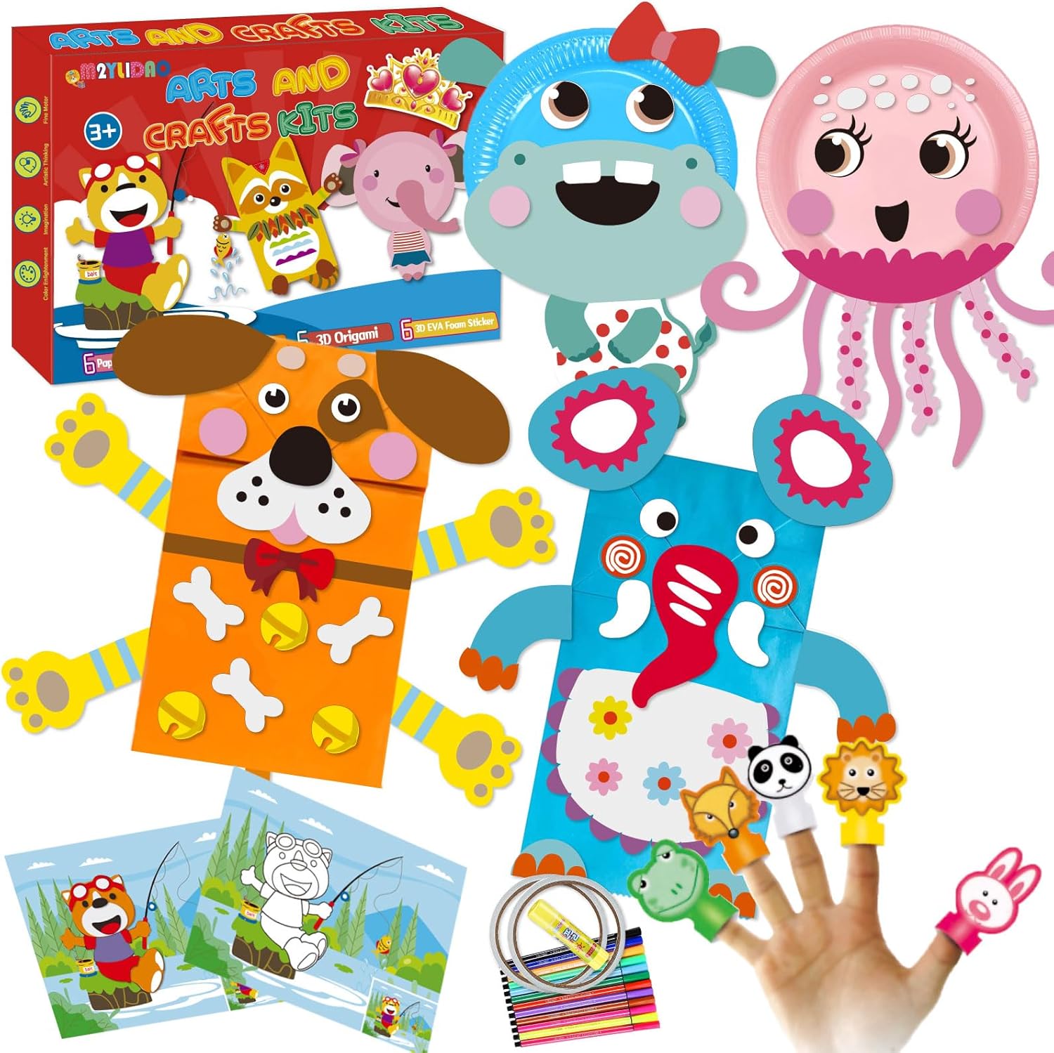 Arts and Crafts for Kids, Animal Paper Craft Kits for Toddlers Ages 35, 24 Pcs Fun