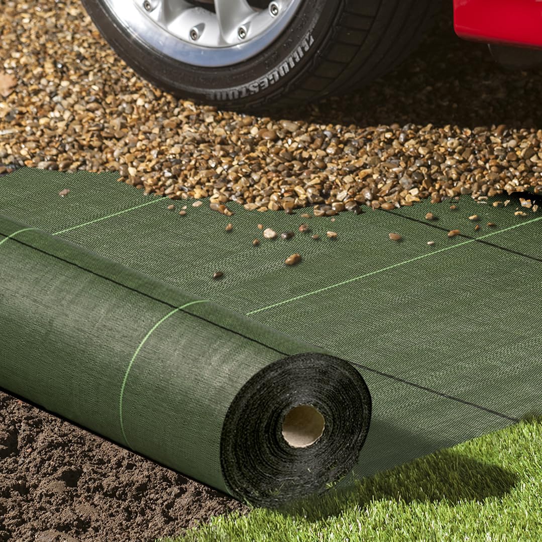 Pro-Tec 130gsm Commercial Grade SUPER Heavy Duty Weed Control Membrane Garden Weed Barrier Fabric Ground Cover Landscaping Gravel Driveways Paths Decking Turf Underlay Green Woven Sheet 2m x 25m