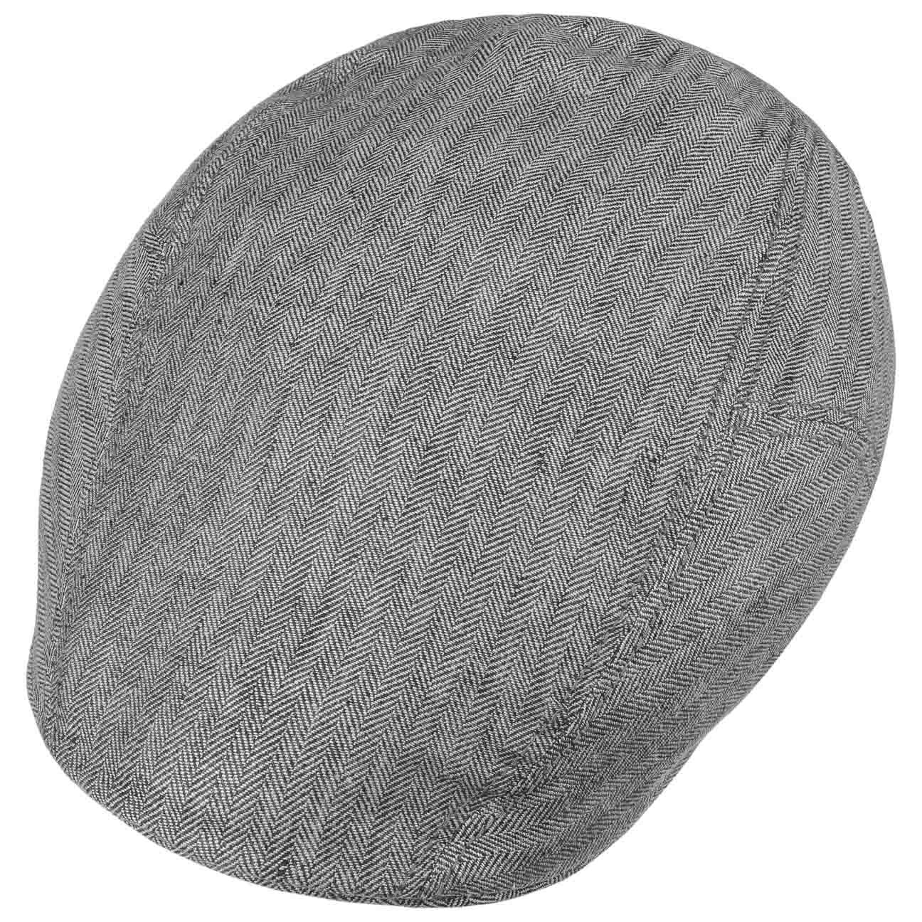 Stetson Herringbone Linen Flat Cap Men Grey 7 1/8