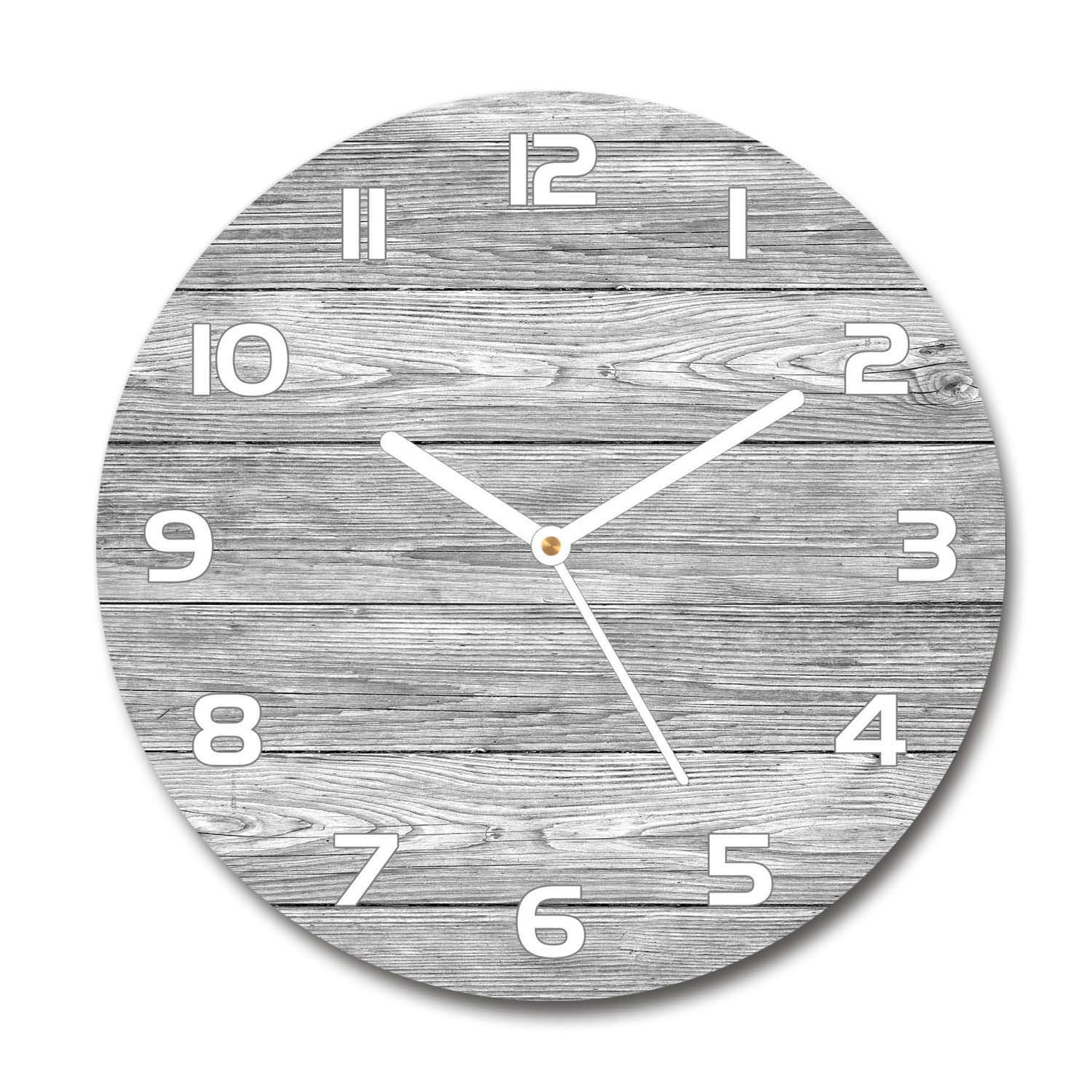 Horloge en verre pour salon silencieuse et design Tulup 30cm avec socle en bois