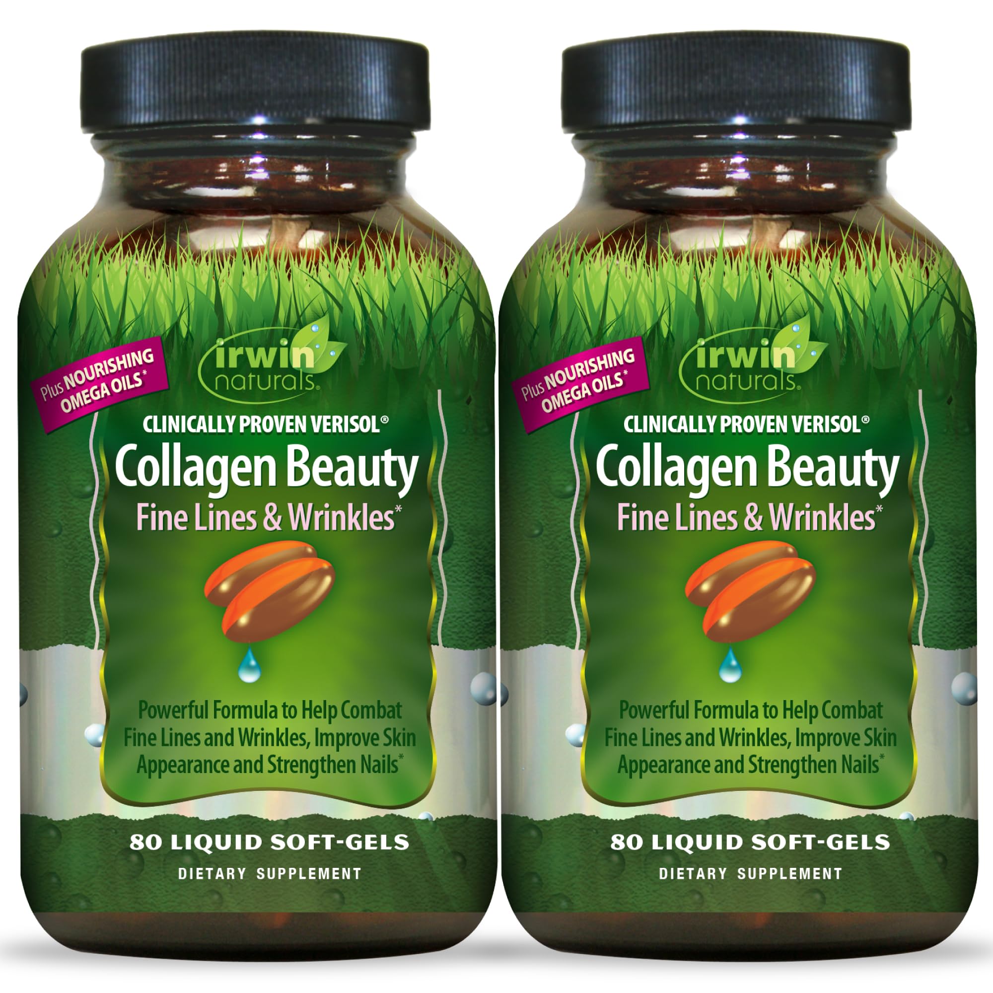 Irwin Naturals Collagen Beauty Supplement Hair Skin and Nails (2 Pack) 80 Count (Pack of 2)