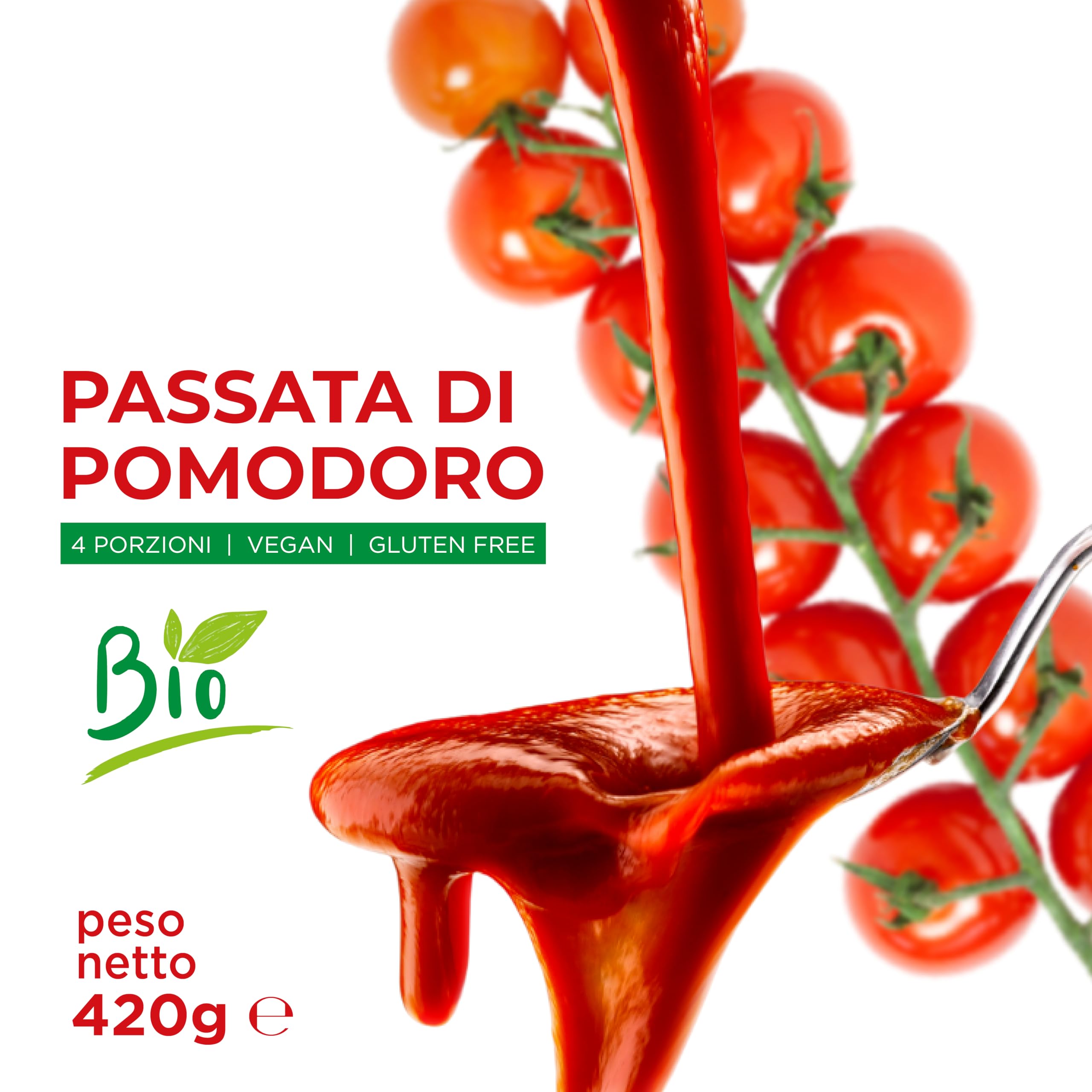 RACILIA Passata de Tomate Ecológica - Mezcla de Tomates Sicilianos Recogidos a Mano - 100% Sicilia - 420g