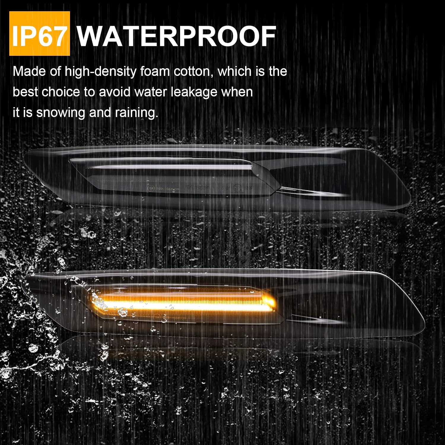 LED Side Marker Lights Fits for 2011-2013 5-Series F10 Sedan/F11 Touring Dynamic Sequential Blink Turn Signal Light Smoked Lens Front Side Fender Lamps Replacement Indicator Black Chrome Amber