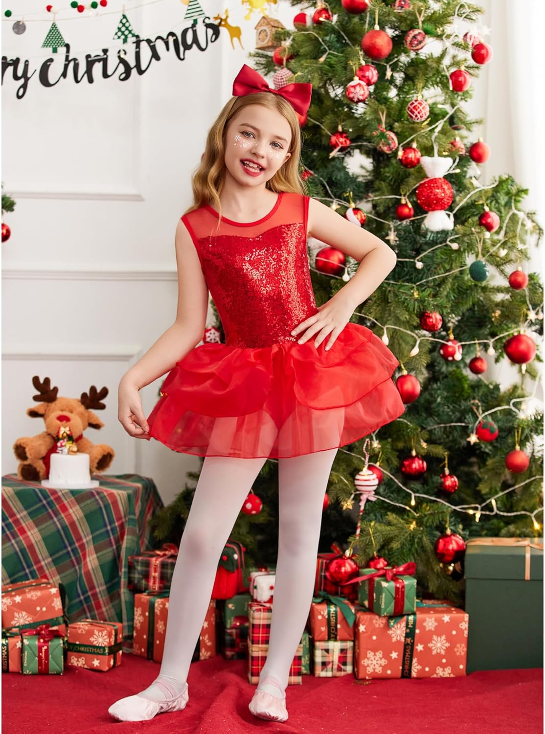 Zaclotre Ballet Leotards for Girls Toddler Sequin Sleevesless Mesh Tutu Dress Ballerina Dance Outfits - Image 3