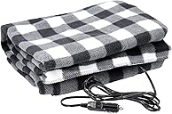 Heated Blanket - 12-Volt Electric Blanket for Car, Truck, SUV, or RV - Portable Winter Car Accessories for Camping or Travel by Stalwart (Black Plaid)