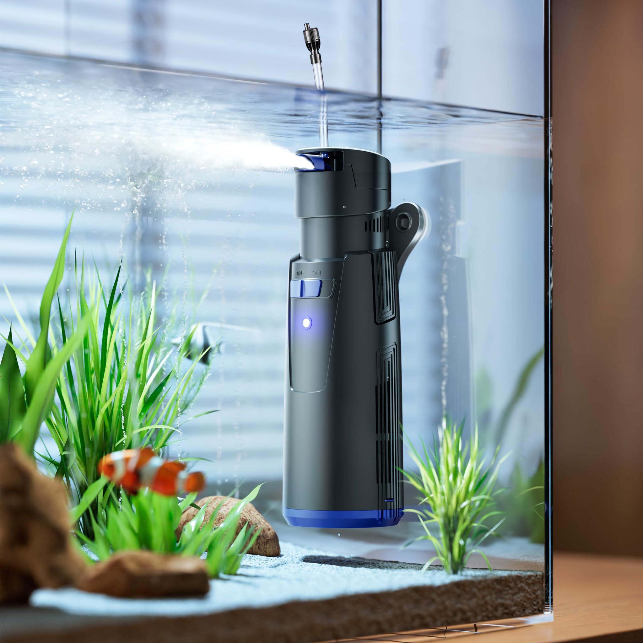 SunSun CUP-809 Aquarium Innenfilter 700 l/h 4in1 Filter mit Pumpe für Aquarium, UVC Klärer und Sauerstoffschlauch, mit Filterschwamm und Bioballs