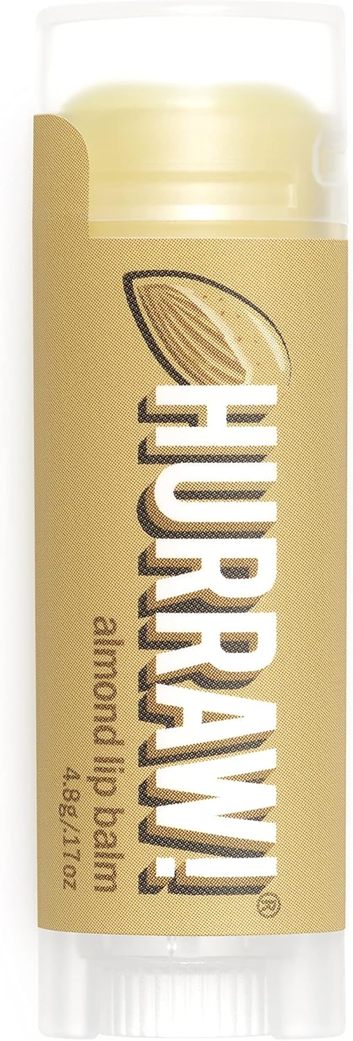 HURRAW! Almond Lip Balm: Organic, Certified Vegan, Certified Cruelty Free, Non-GMO, Gluten Free, All Natural – Luxury Lip Balm Made in the USA – ALMOND