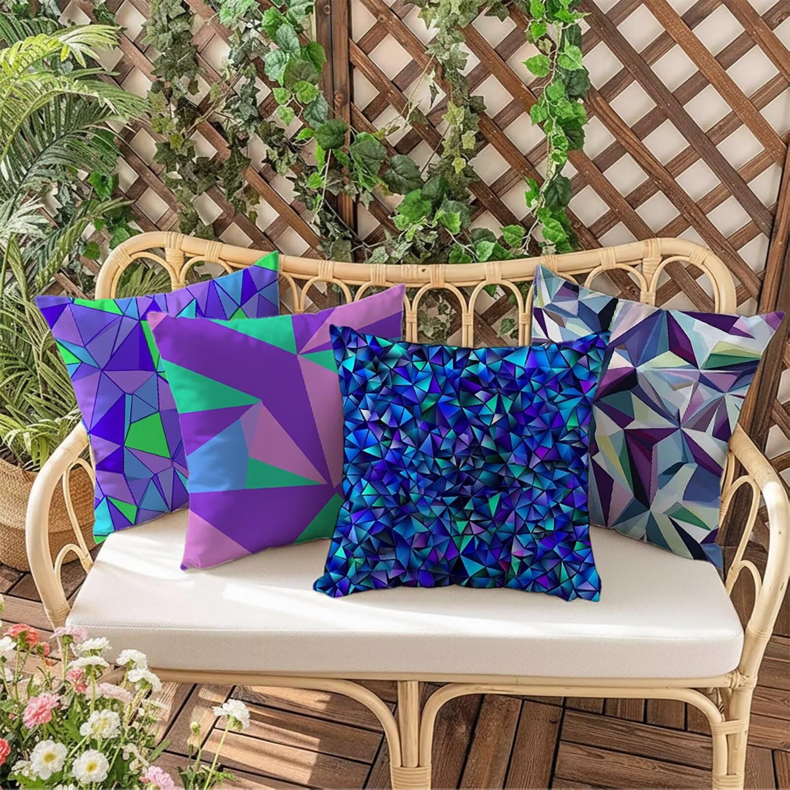 Kissenbezug 65 x 65 Outdoor Kissenbezug 65 x 65 CM Doppelseitiger Druck Geometrie Deko Sofakissen Bezug Abstrakt Kopfkissen Bezug für Frühling Sofa Bett Deko, Geschenke für Frauen (Samt) BZ-15465