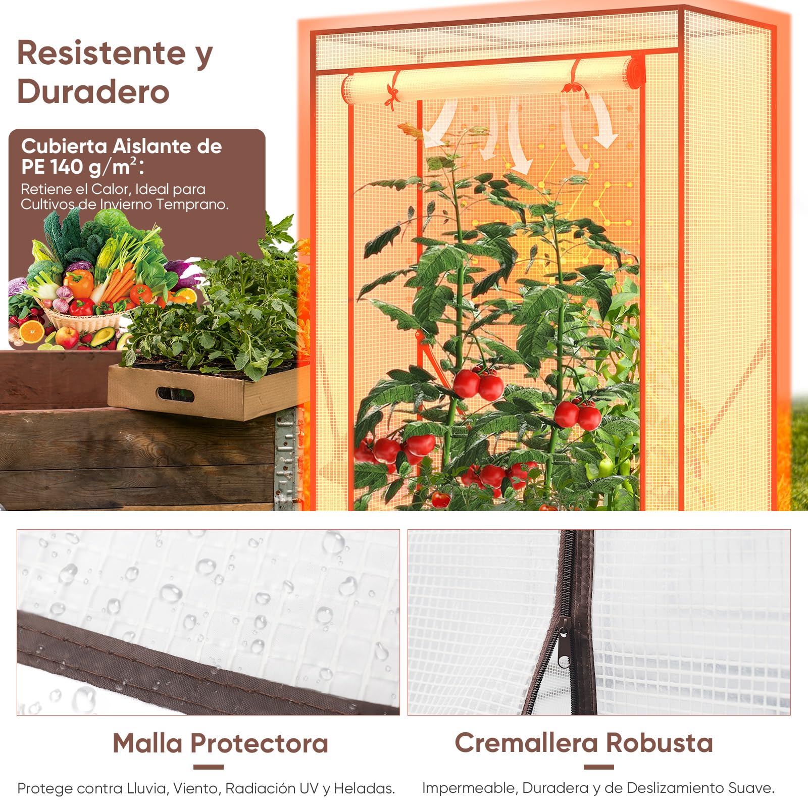 Sekey Serra da giardino per piante pomodori telaio in acciaio zincato 100x50x150cm Bianco