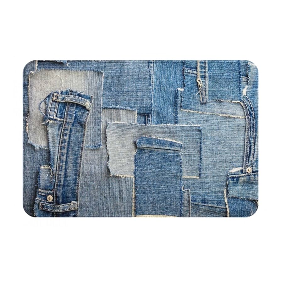 Amazon | 玄関マット デニム柄 (1) アニメ 浴室マット 吸水 速乾