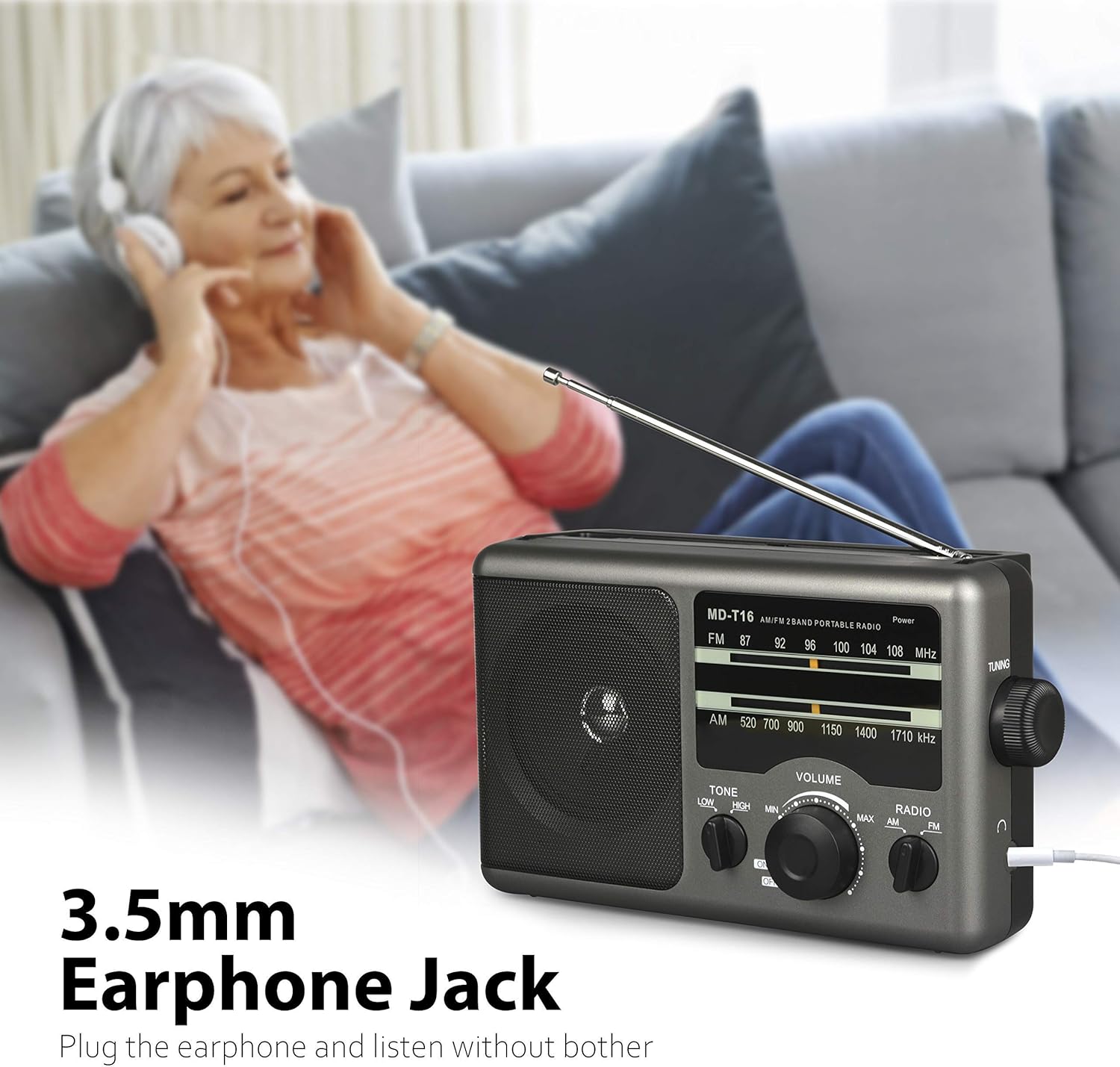 AM FM Portable Radio Transistor Radio+NOAA Weather Alert Radio with Best Reception, 3.5mm Earphone Jack for Home, Office, Bedroom, Running, Walking : Electronics