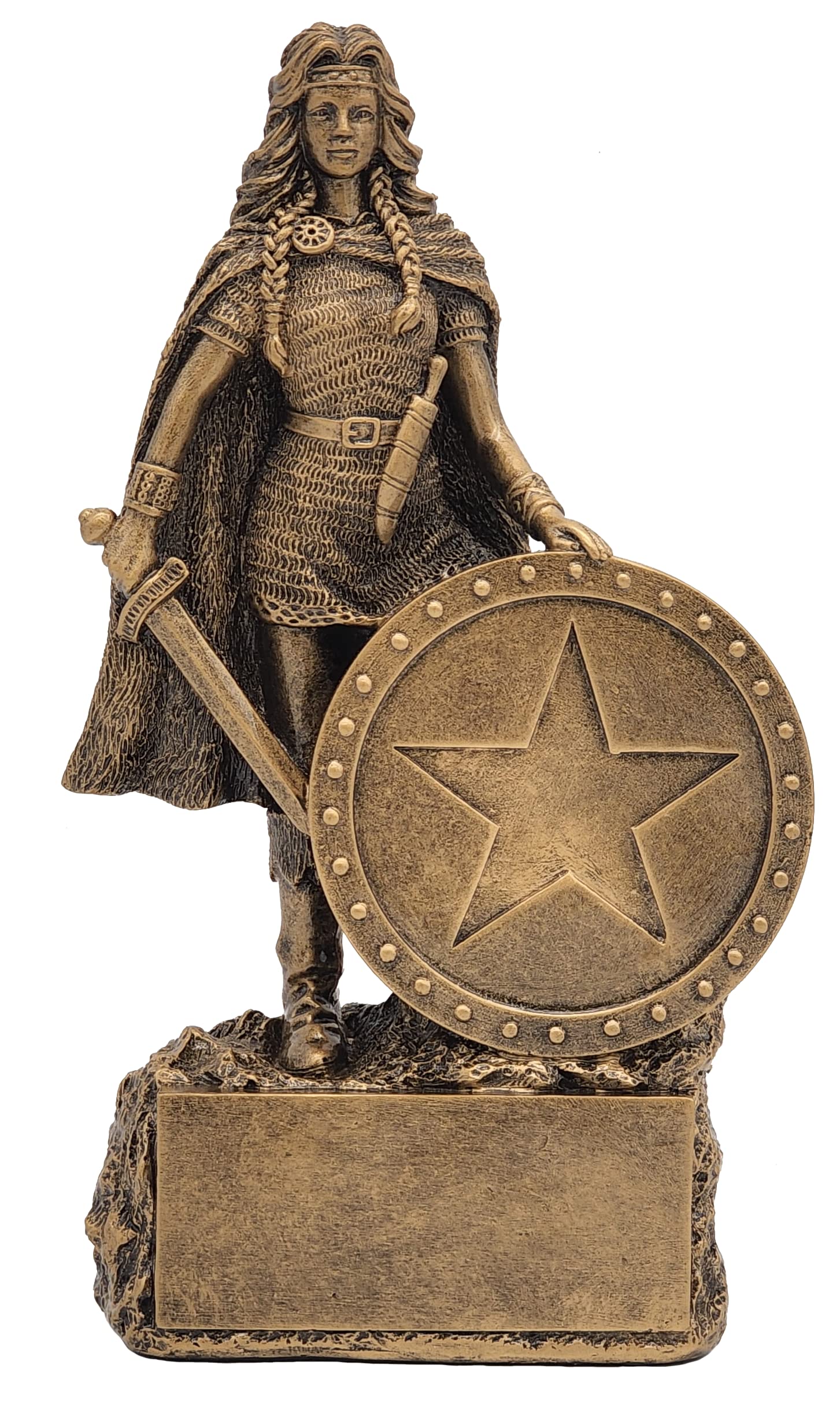 Decade Awards Trofeo Campeón Femenino – Premio Mujer Guerrera – Celebra su fuerza, triunfos y éxito con esta guerrera femenina – Plato grabado bajo petición (6.75 pulgadas de alto)