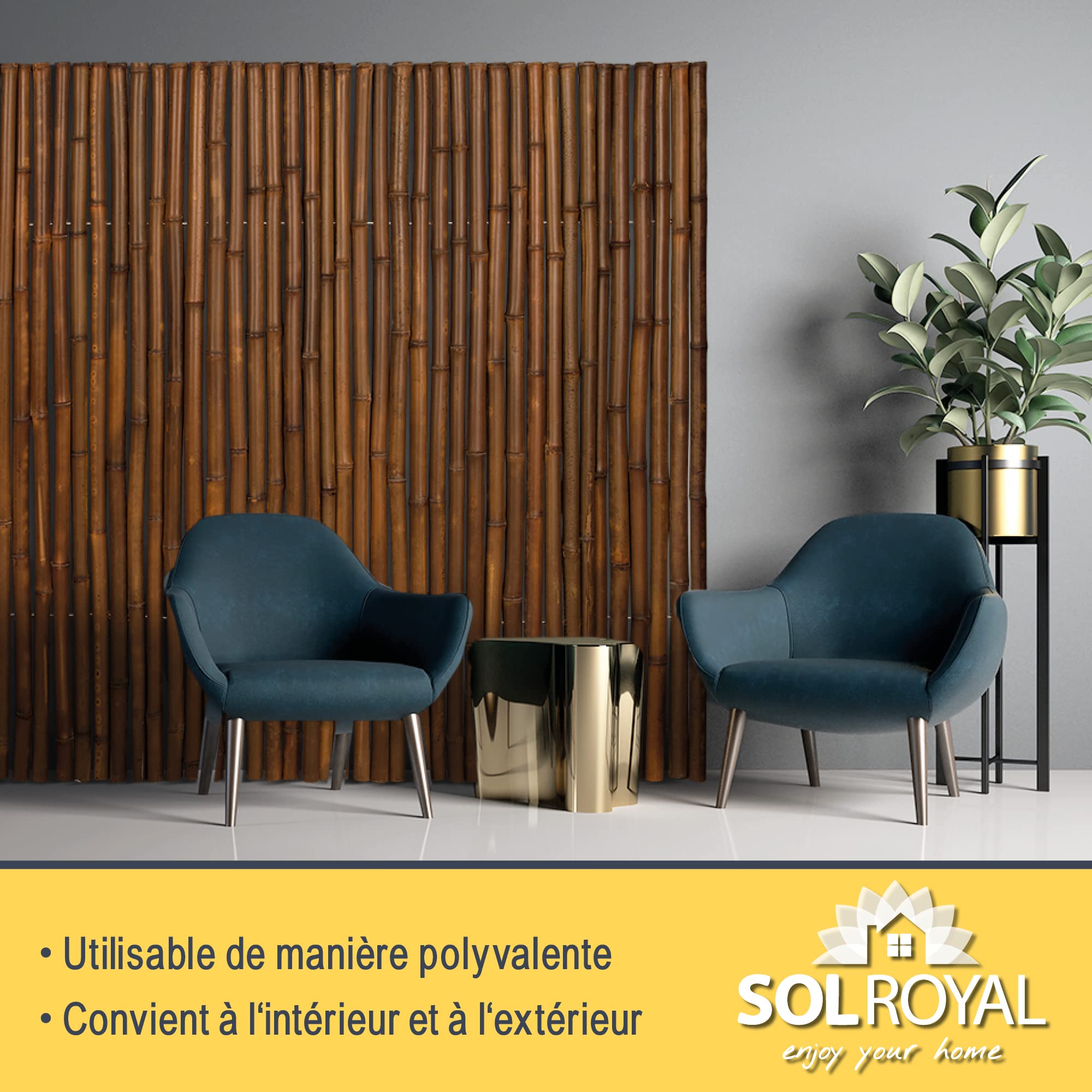 Premium Canisse Brise Vue Bambou 180x250 cm B23 Brun - Tiges de Bambou Haute Qualité Ø 2-3 cm, Clôture résistante aux Intempéries Intérieur & Extérieur Protection Visuelle Balcon