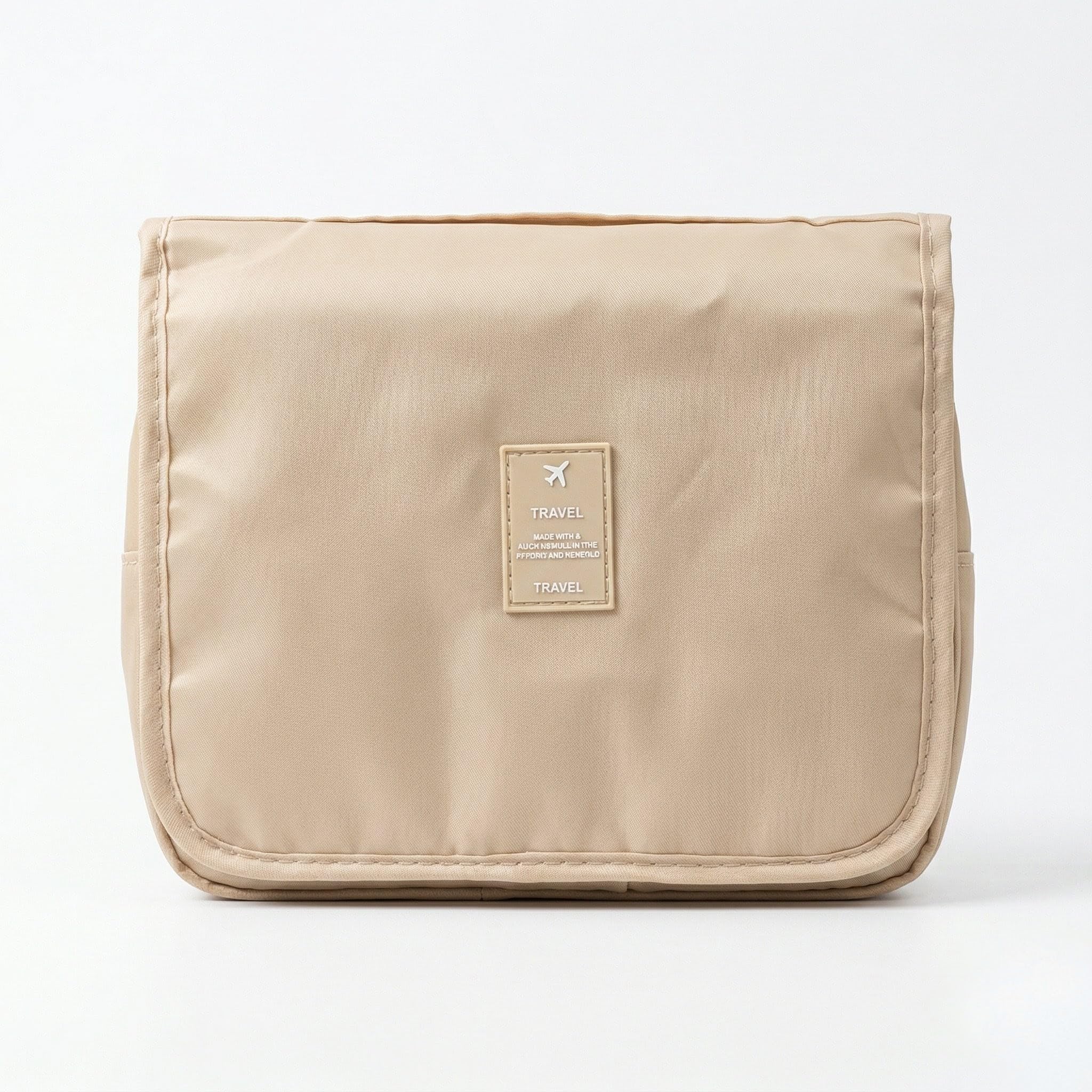 Generic Hanging Travel Organizer Bag | Multi-Compartment Storage Pouch with Hook | Water-Resistant Utility Bag for Men & Women | Portable Packing Organizer (Beige)-image-6