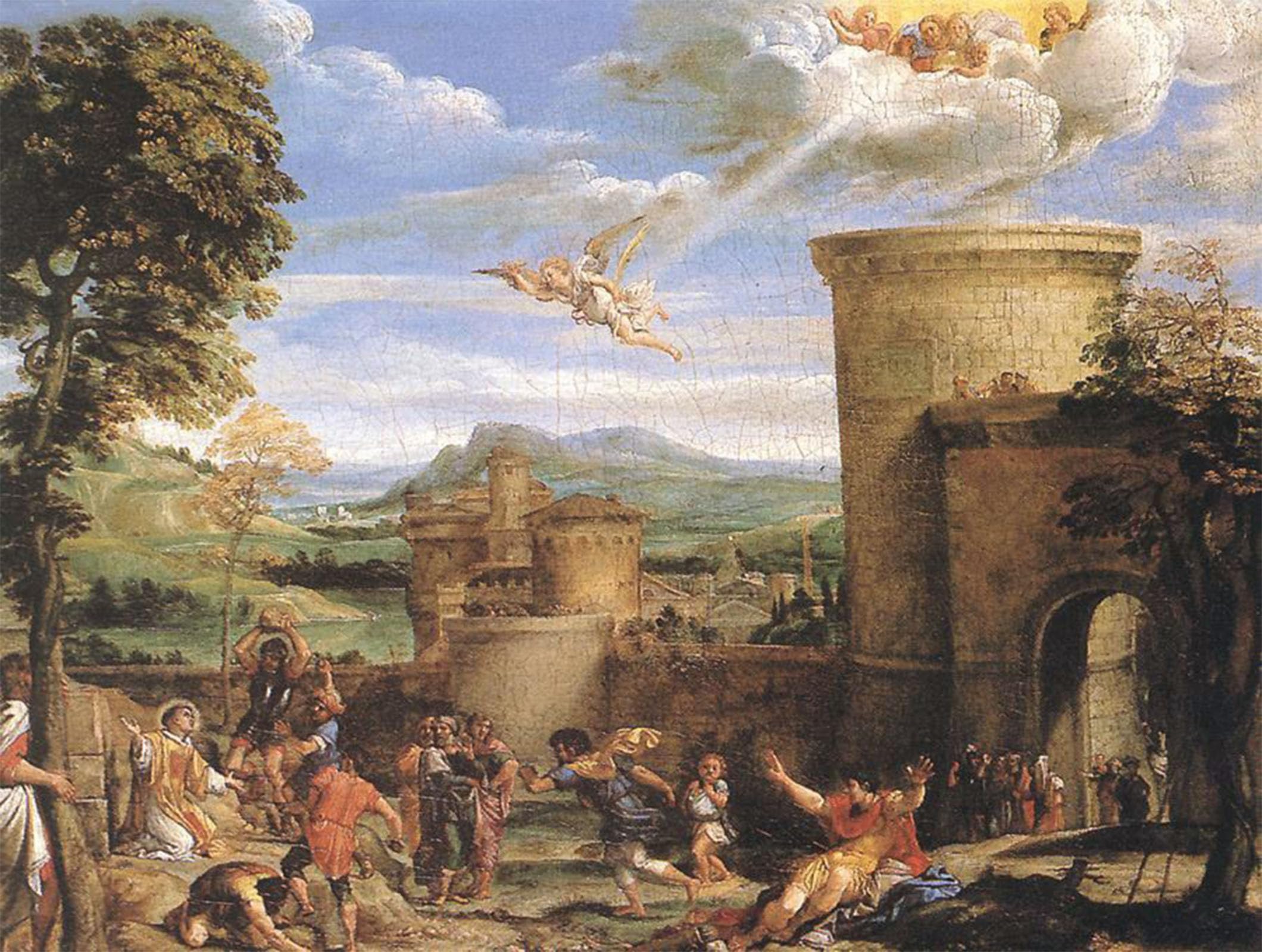 ARTXLXXBN Famous Prints Artwork Pictures Poster Painting Art the Martyrdom of St. Stephen by Annibale Carracci Artwork Landscape Pictures for Home Decor 60x90cm