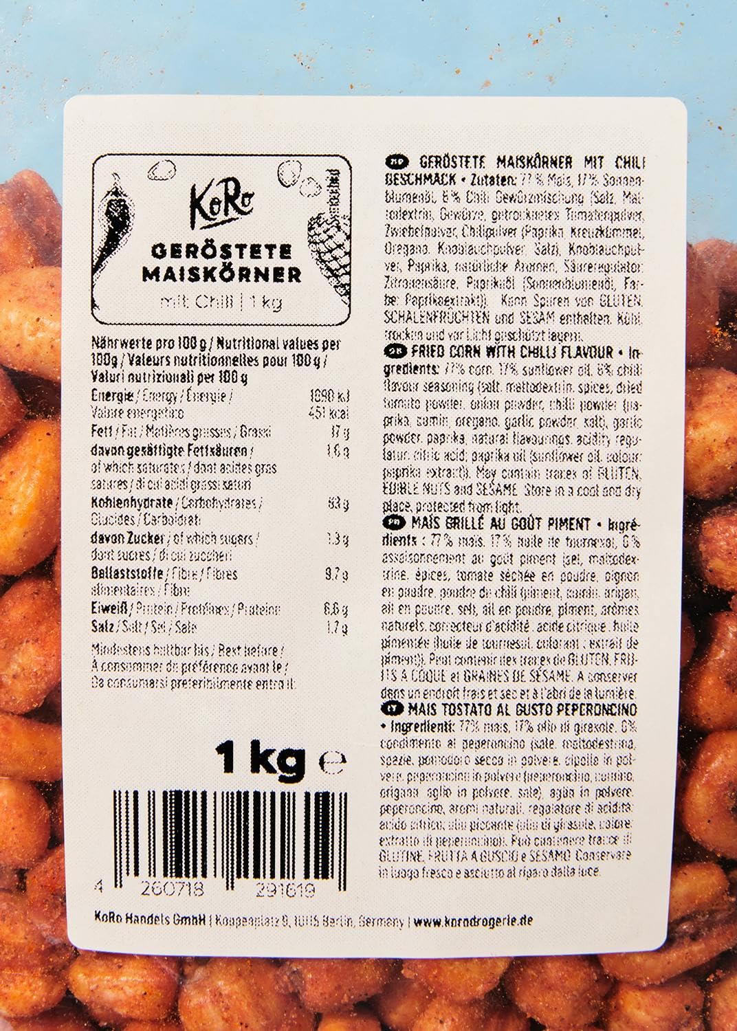 KoRo - Chicchi di mais tostati al peperoncino | 1 kg