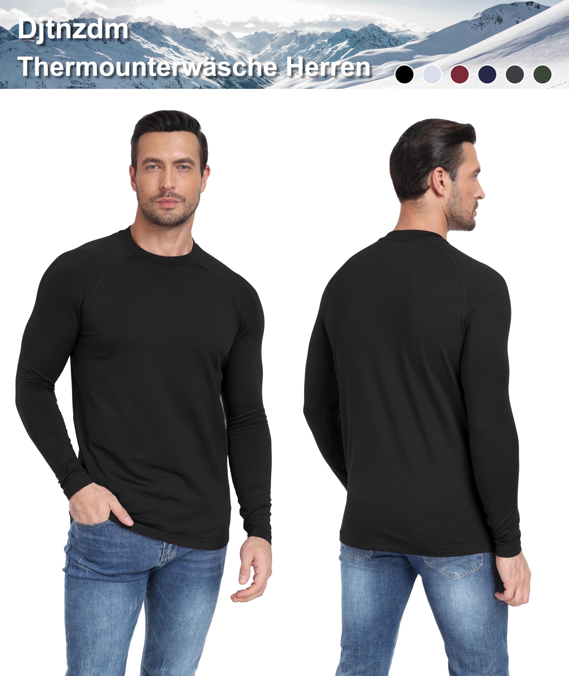 Djtnzdm Maglia Termiche da Uomo Invernale Sportivo Maglietta Intima Termica Biancheria Intima Termica in Pile Compressione Funzionale Ciclismo Fitness Sci Termica Maniche Lunghe