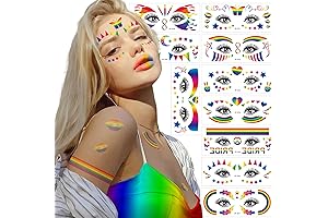 Gay Pride Glitter Temporary Tattoo Stickers for LGBT Equality, Parades, and More (10 Sheets)