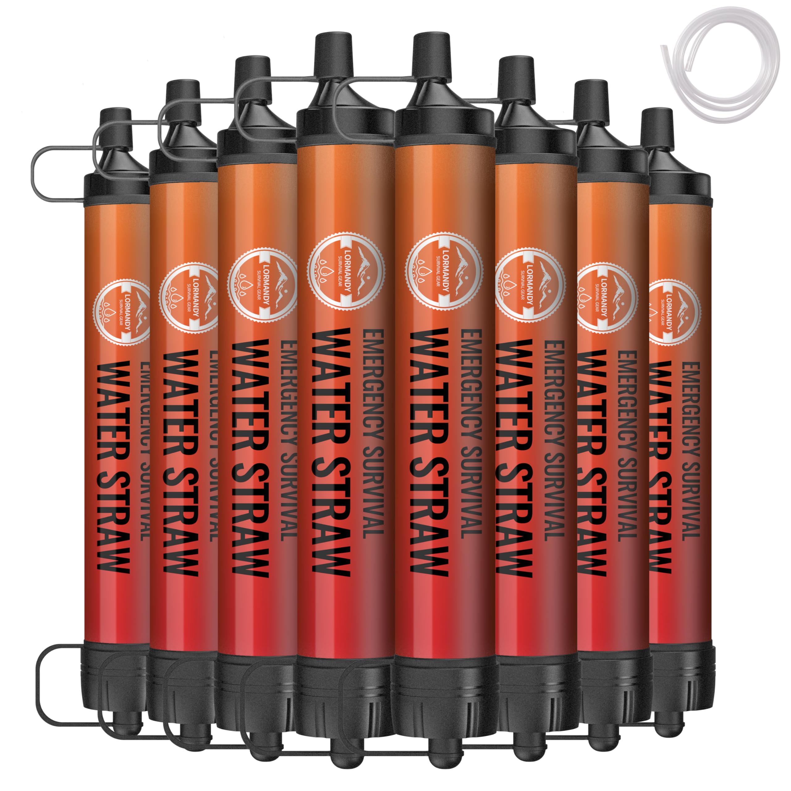 Lormandy Straw Water Filter 8 Pack – Outdoor Camping & Hiking Survival Gear Kit for Family Use, Ultra-Light Personal Fil