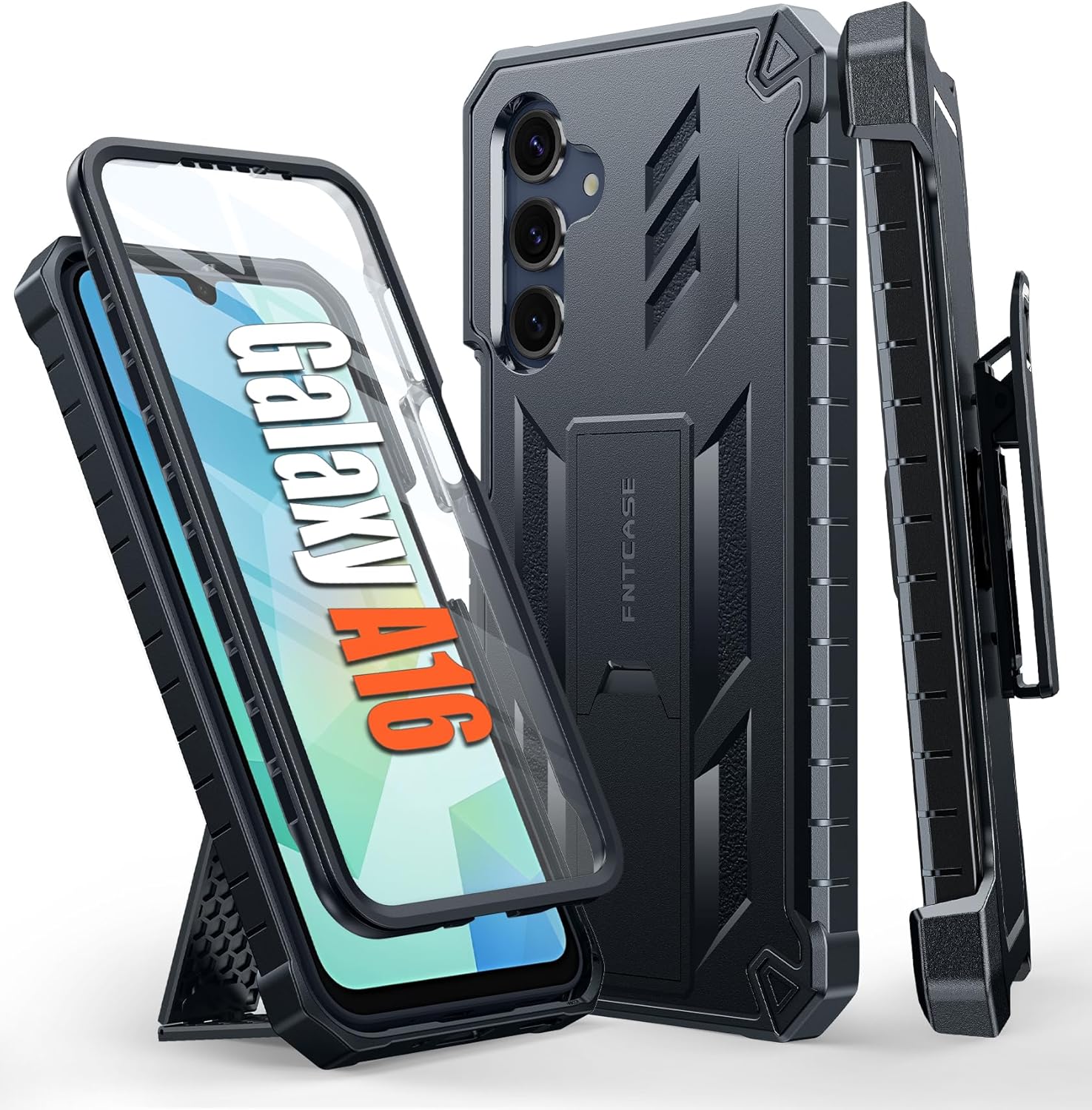 FNTCASE for Samsung Galaxy A16-5G Case: Military Grade Rugged Cell Phone Cover with Kickstand & Holster | Shockproof TPU Protection Bumper Matte Textured Design for Galaxy A16 Cases 6.7 inch – Black FNTCASE for Samsung Galaxy A16-5G Case: Military Grade Rugged Cell Phone Cover with Kickstand & Holster | Shockproof TPU Protection Bumper Matte Textured Design for Galaxy A16 Cases 6.7 inch – Black