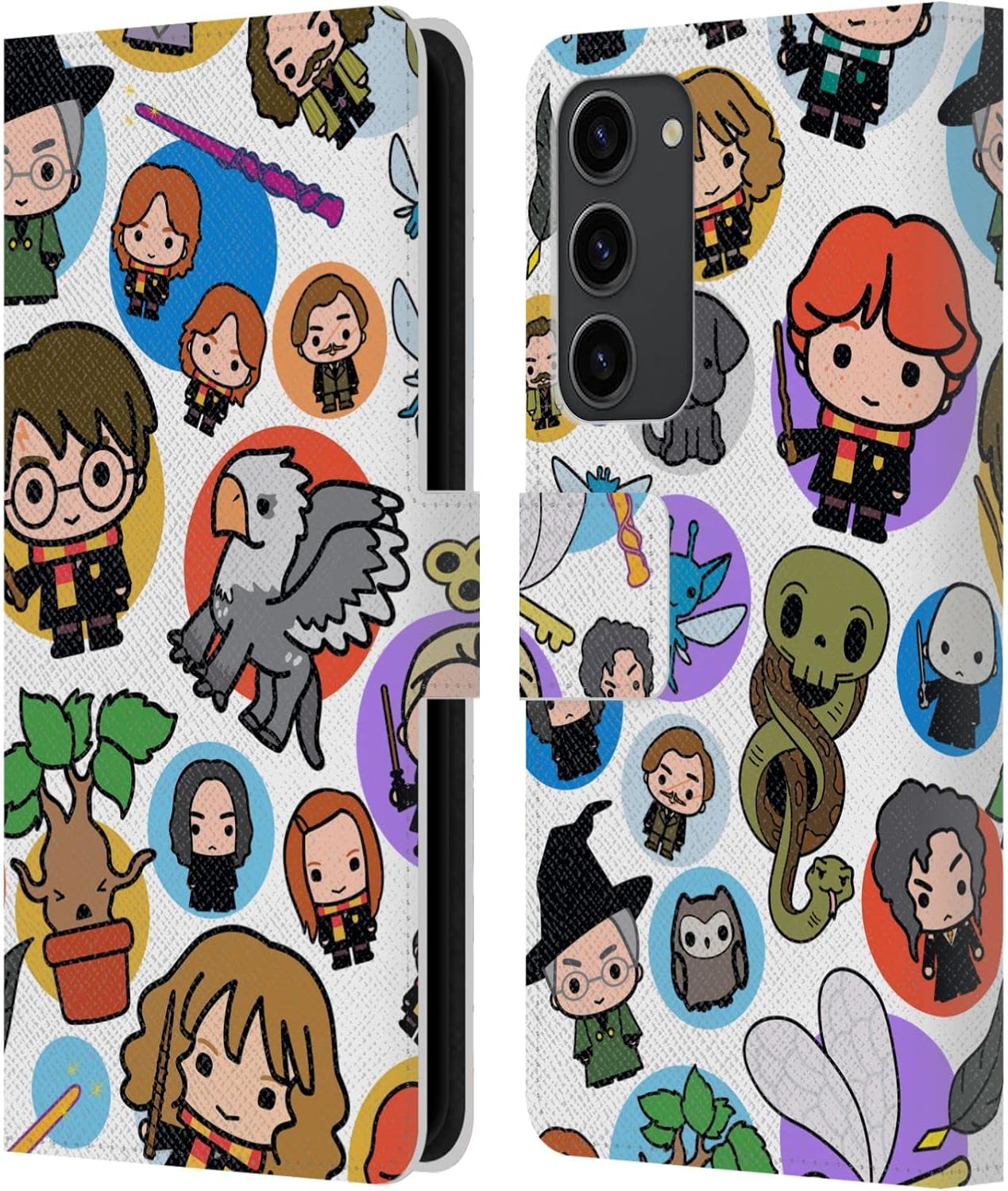 Head Case Designs Officially Licensed Harry Potter Pattern Deathly Hallows XXVIII Leather Wallet Case Compatible with Samsung Galaxy S23+ 5G