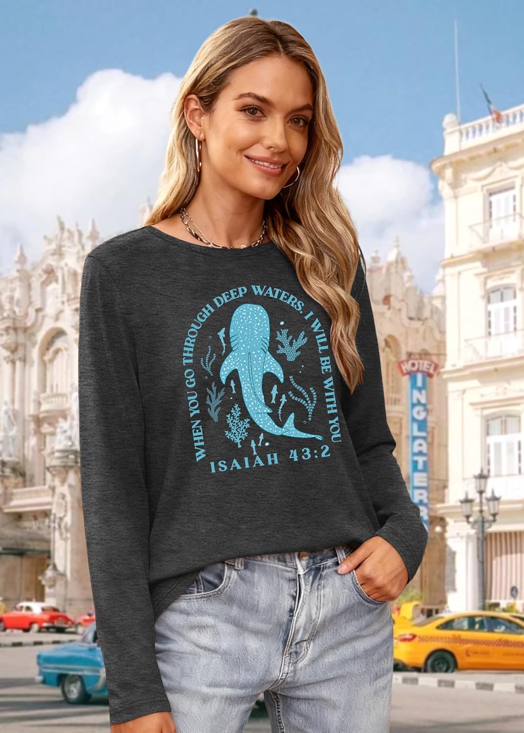 Christian Shirts for Women Religious Faith Shirt Boho Wildflowers Tshirt God Graphic Long Sleeve Tops - Image 2