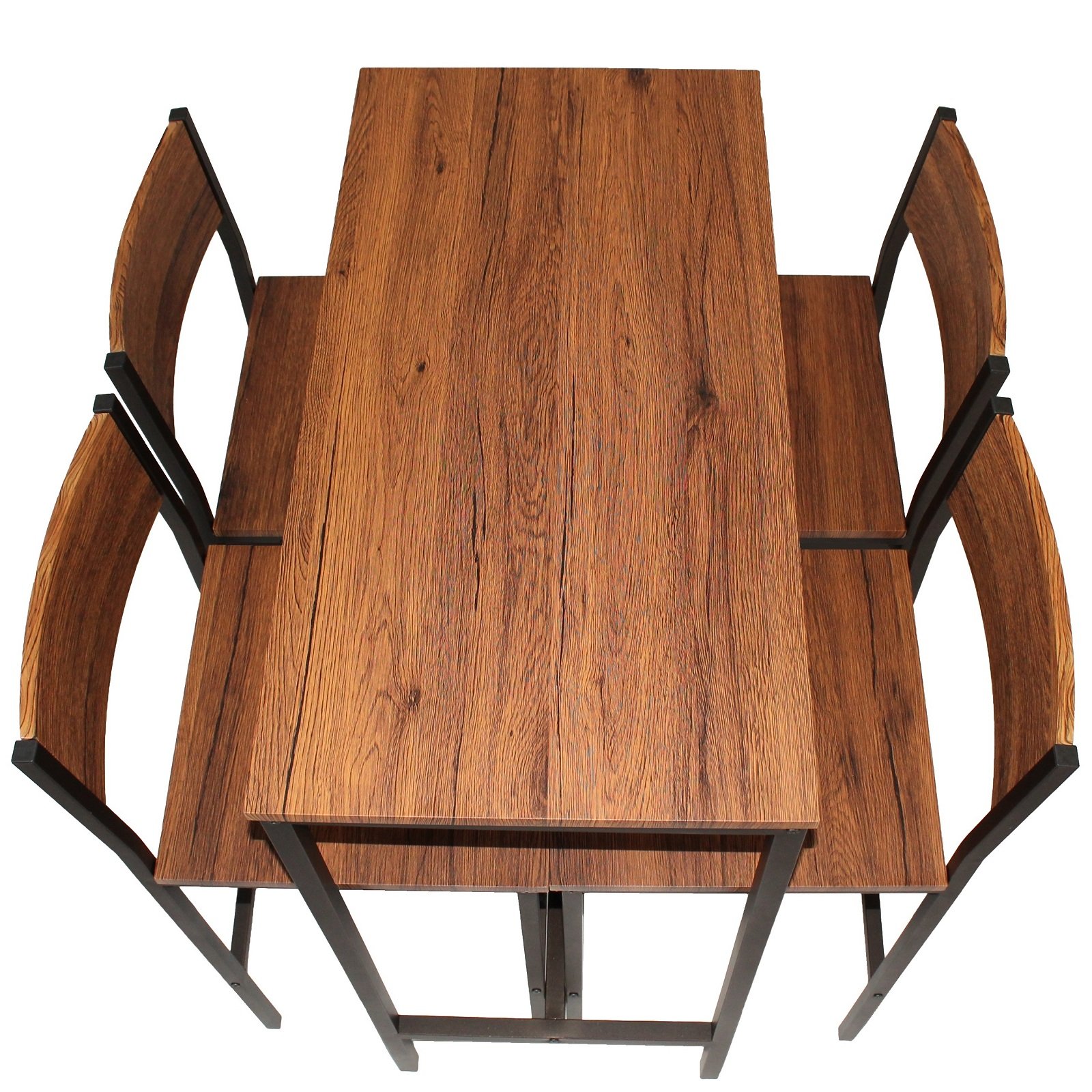 YELLOO Mod. Venice Set Mesa de Bar y 4 taburetes Color Marron Design Sillas