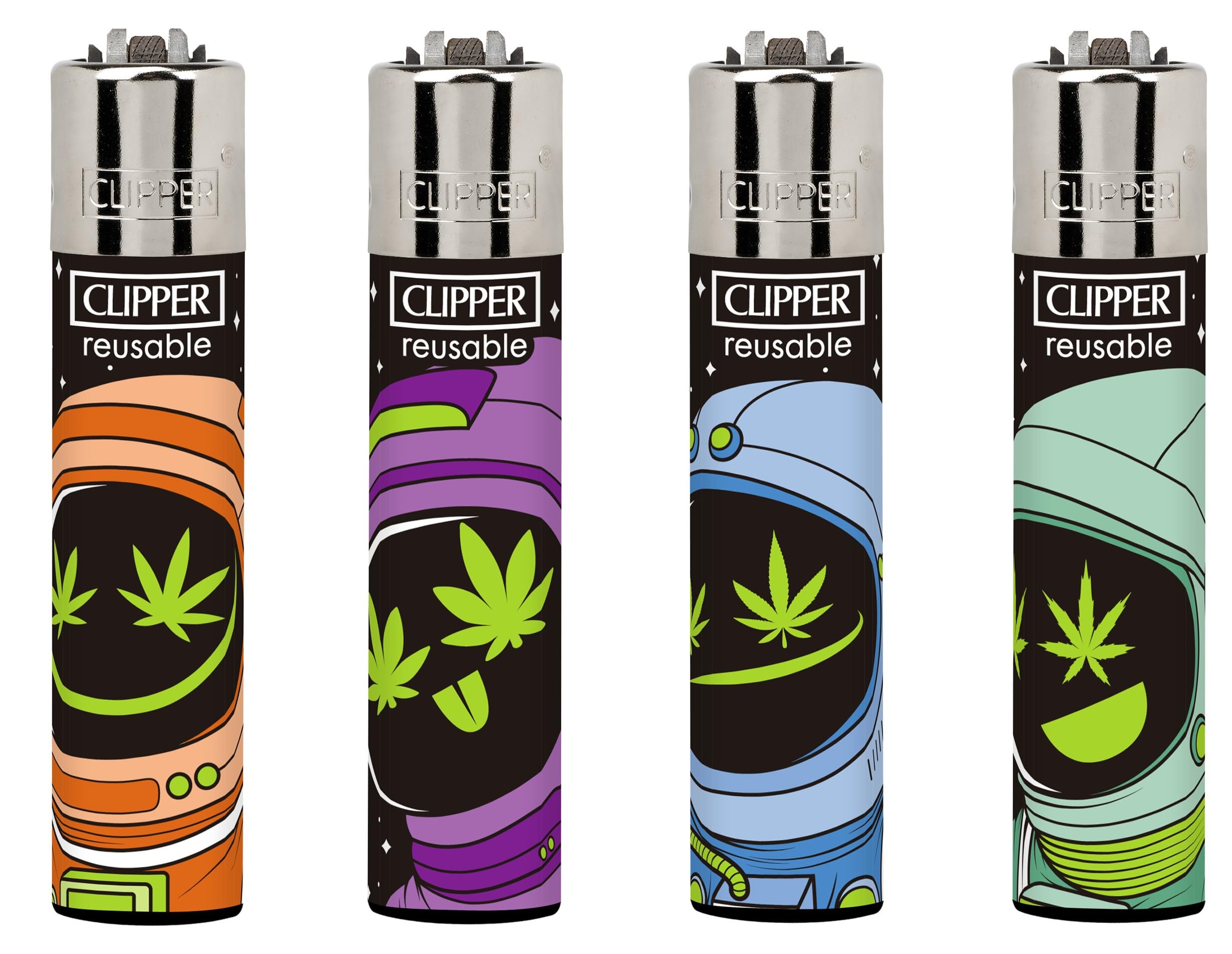 4 X CLIPPER LIGHTERS ASTRO WEED