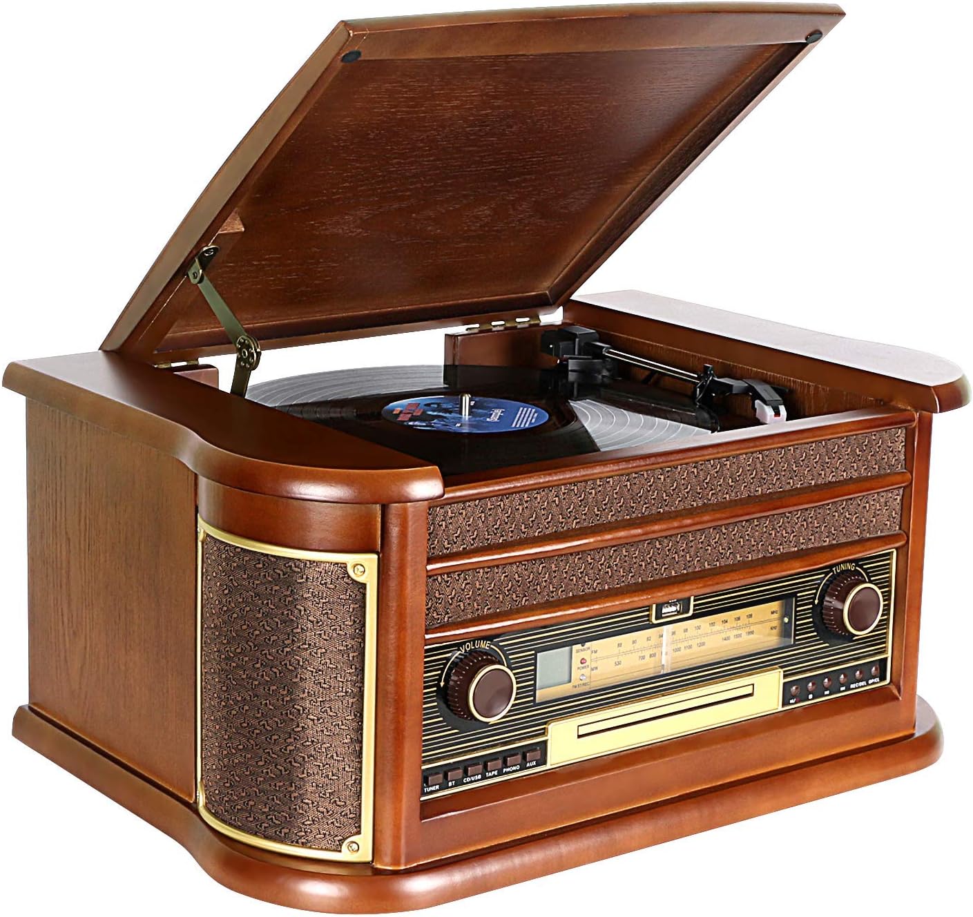 DLITIME TourneDisque avec Radio AM & CD/Cassette/Platine