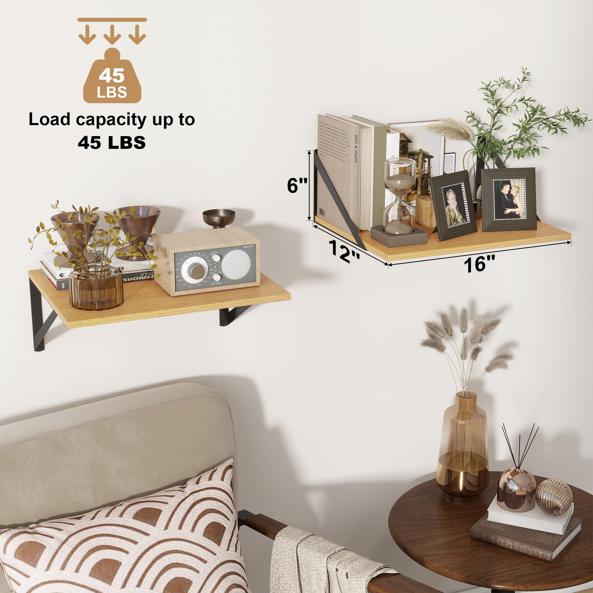 Feihorrm Mensole In Rovere, Mensole Da 40 cm Per Parete, Mensole Sospese Profonde 30 cm, Libreria In Legno Truciolare, Scaffali Per Soggiorno, Cucina, Bagno, Camera Da Letto, 40 x 30 x 15 cm